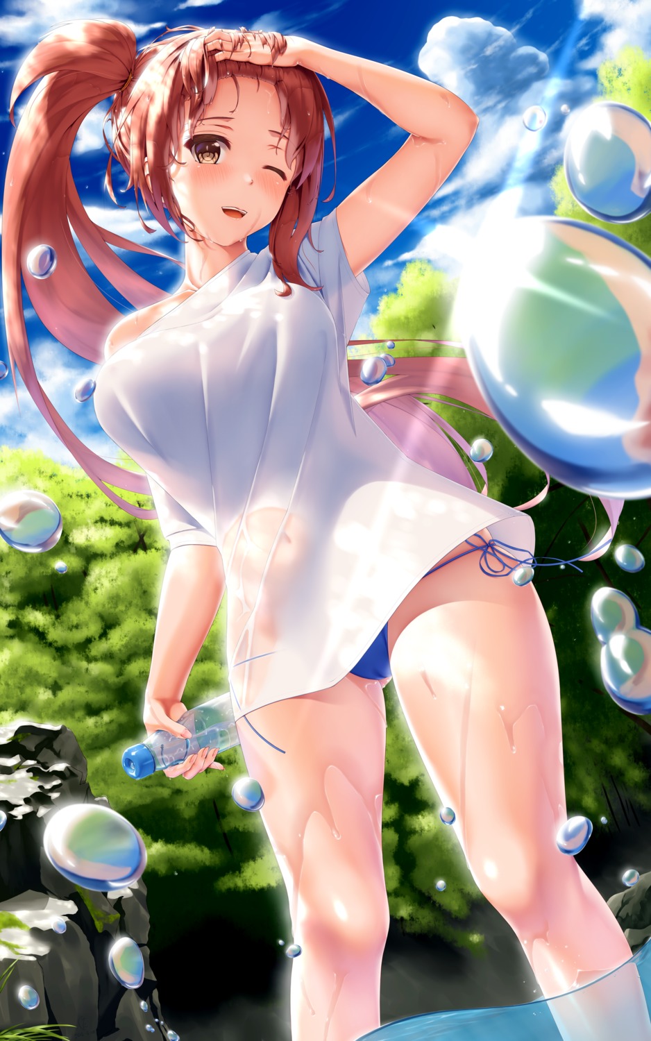 bikini cameltoe etsunami_kumita see_through swimsuits wet wet_clothes