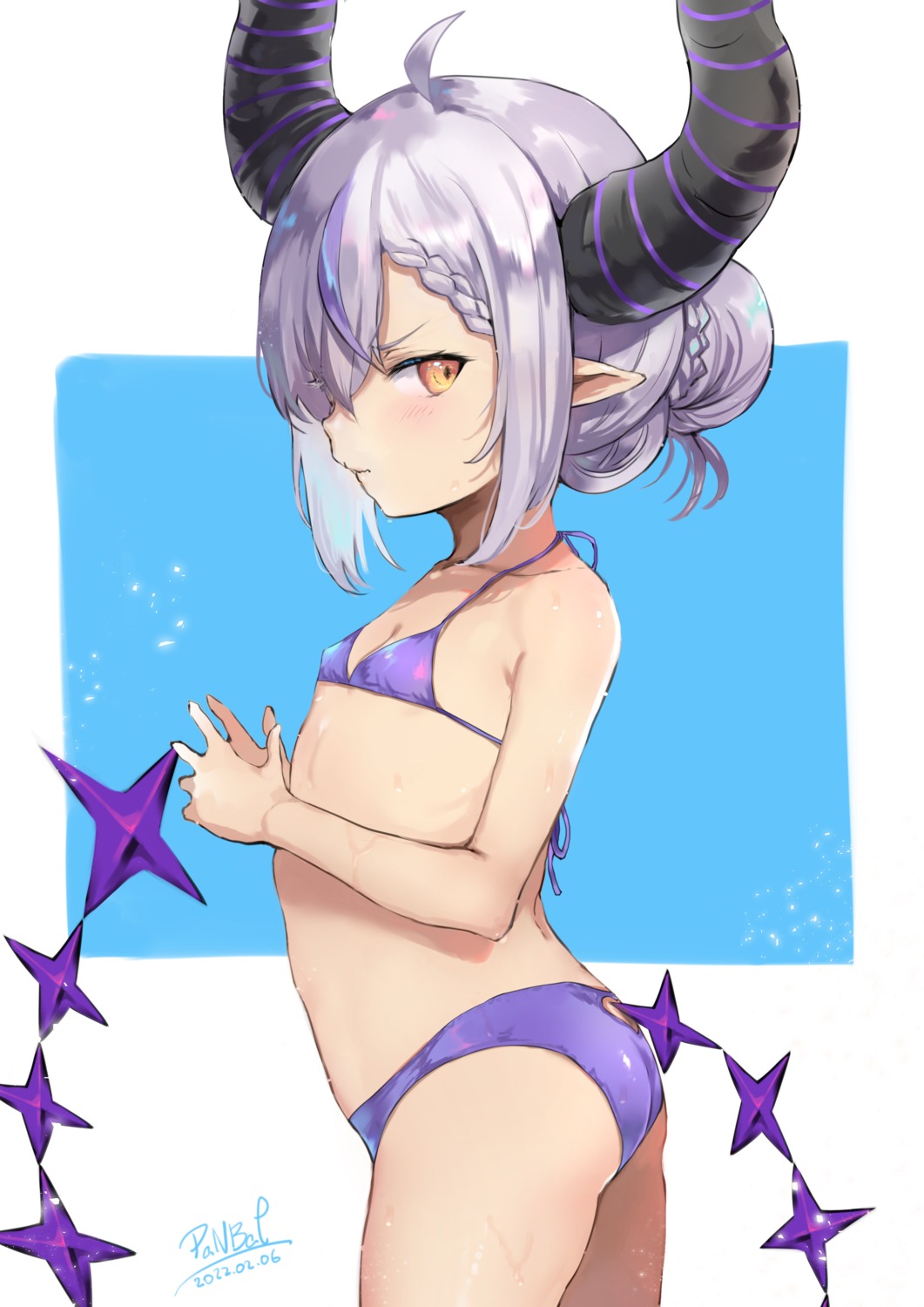 ass bikini cleavage hololive horns la+_darknesss loli panbai pointy_ears swimsuits tail