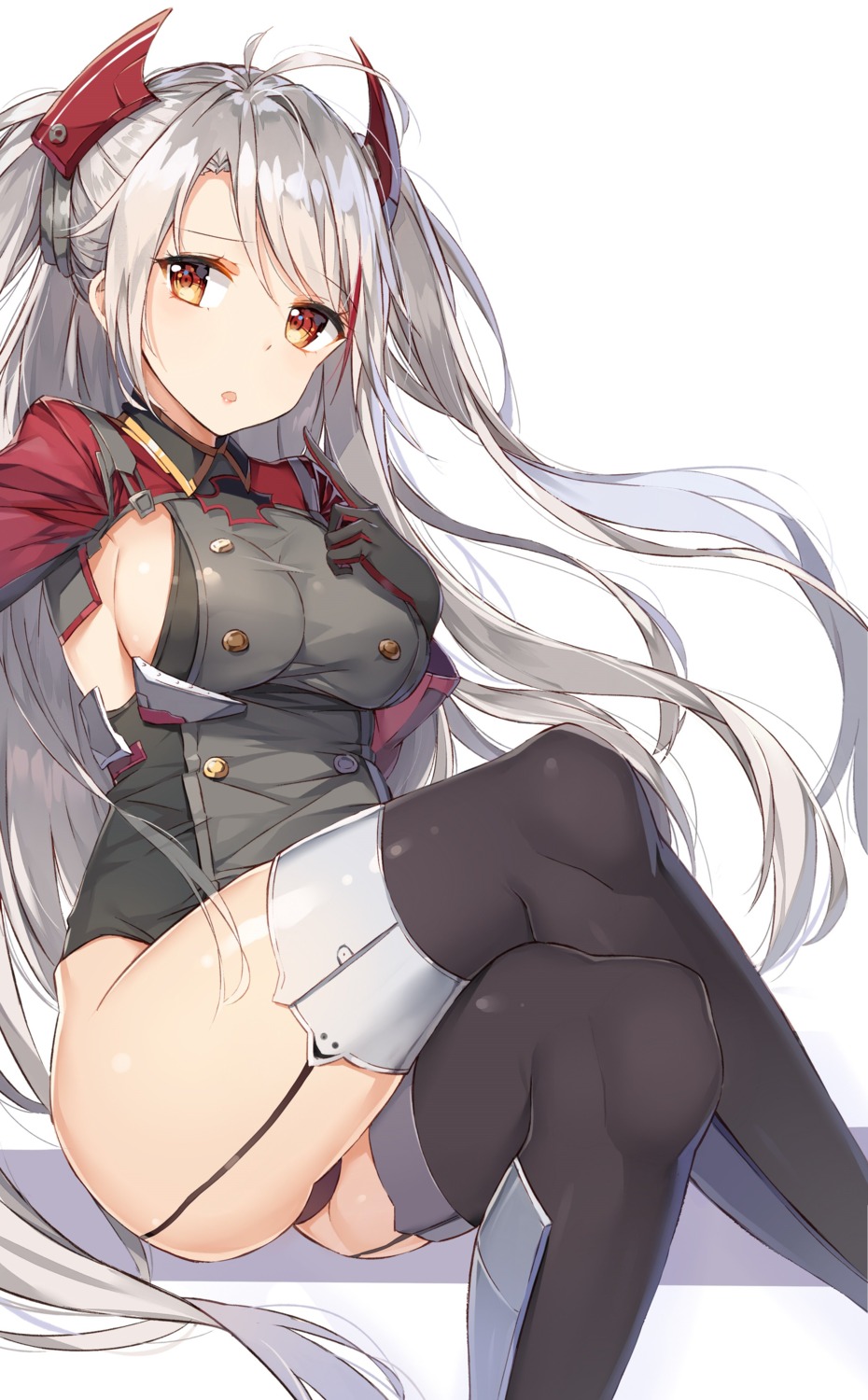 azur_lane pantsu prinz_eugen_(azur_lane) rikoma stockings thighhighs uniform