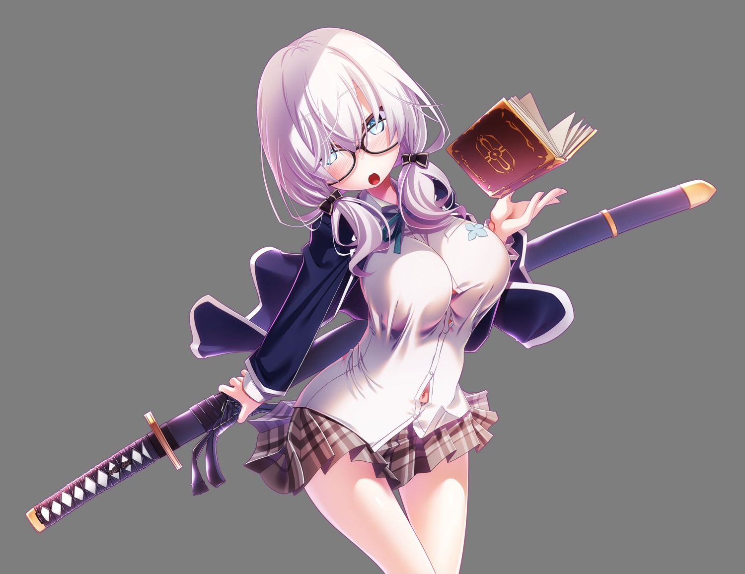 ars_almal megane nijisanji sakuya_tsuitachi seifuku skirt_lift sword transparent_png