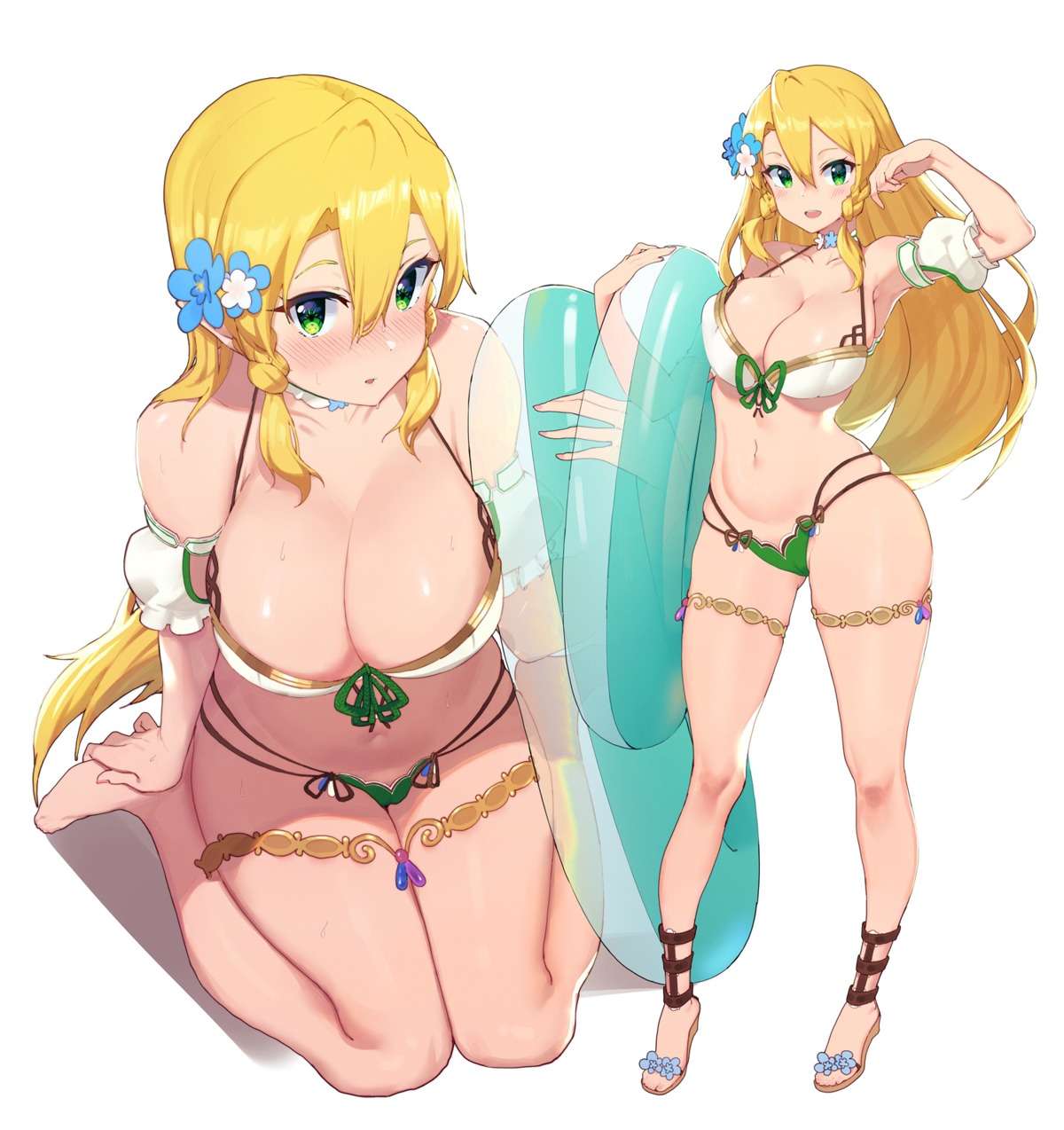 bikini cameltoe chou_shippai-saku garter leafa pointy_ears swimsuits sword_art_online