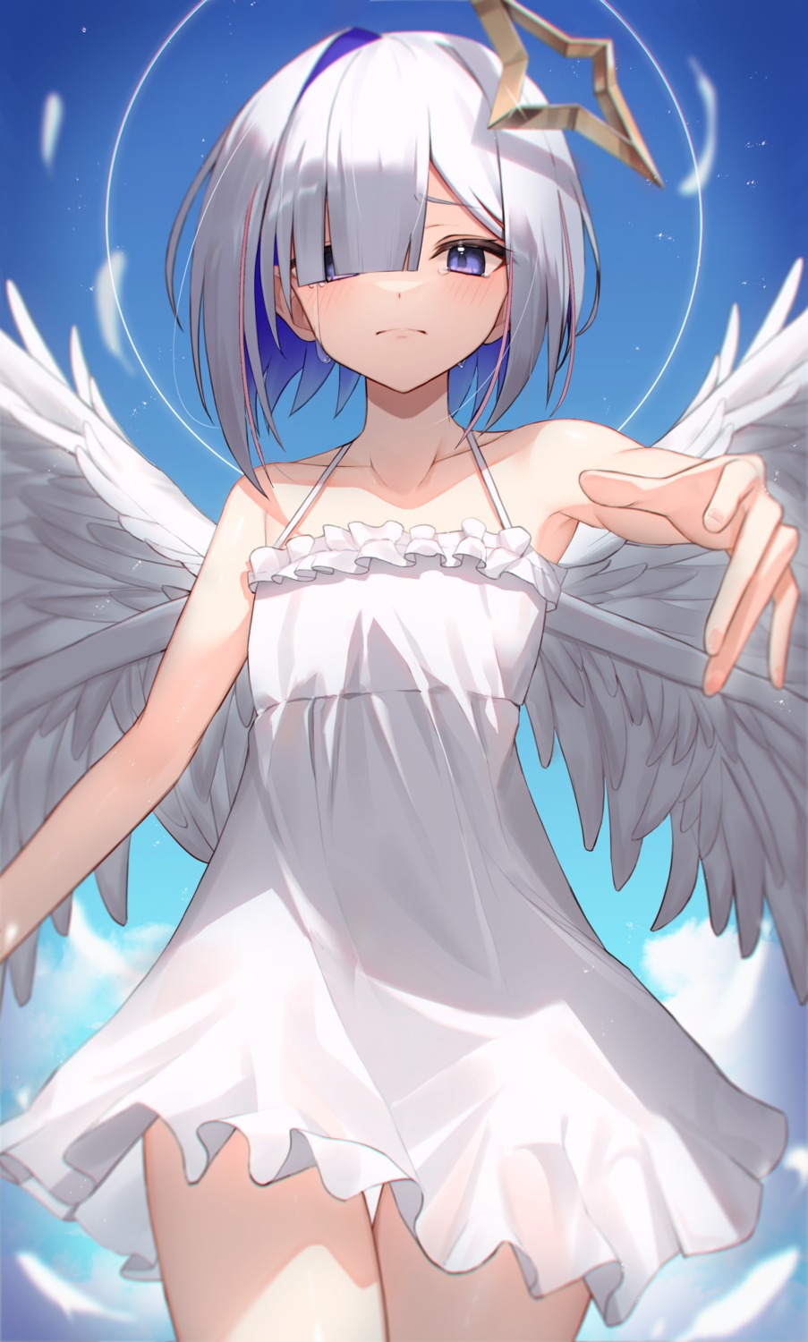 amane_kanata angel dress hololive see_through summer_dress thomas_8000 wings