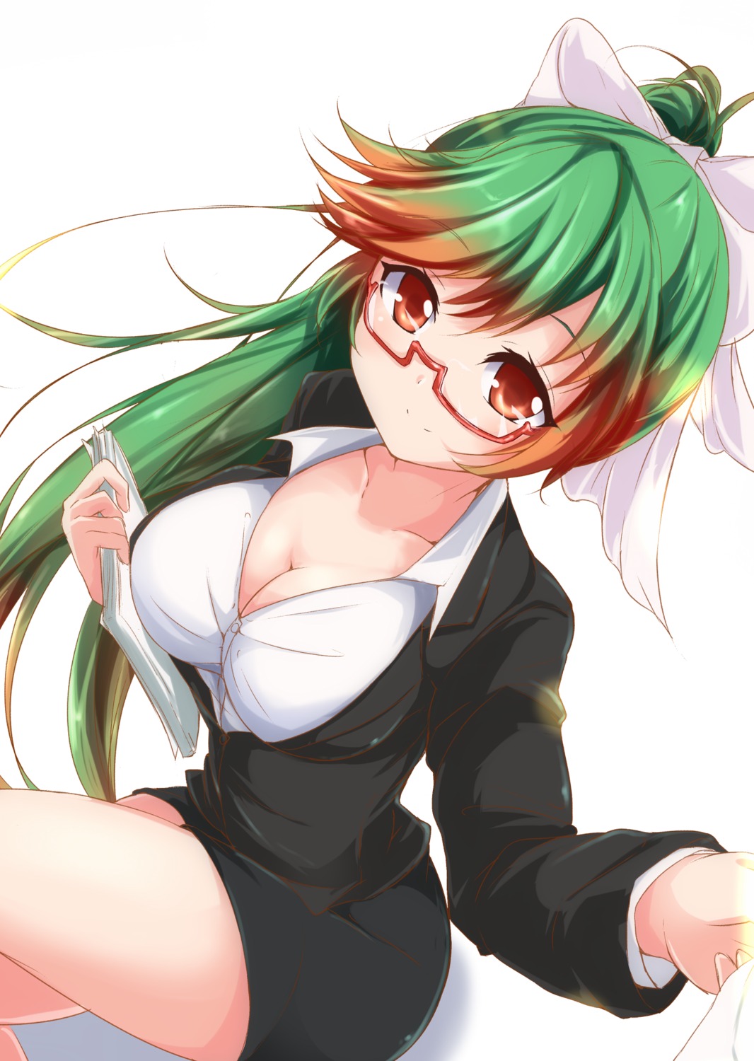 business_suit cleavage crash_fever megane nanaume_(shichimi_tougarashi) poisson_(crash_fever)