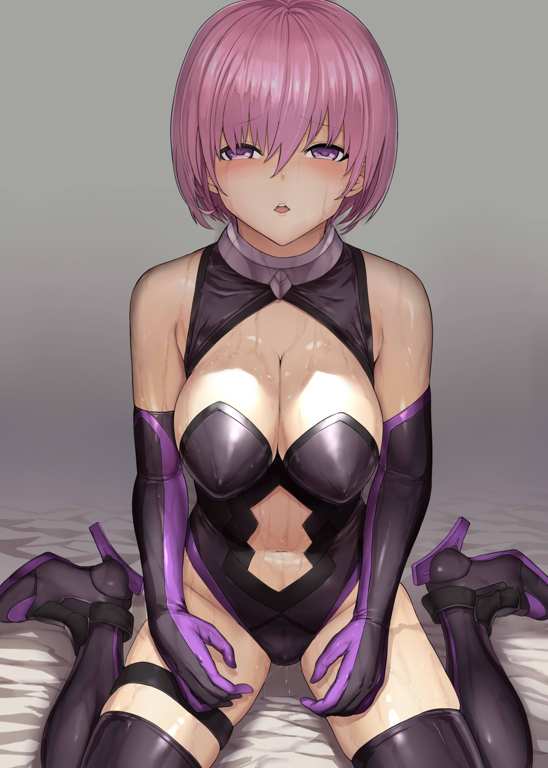 dairiseki fate/grand_order garter hakaba heels leotard mash_kyrielight thighhighs wet