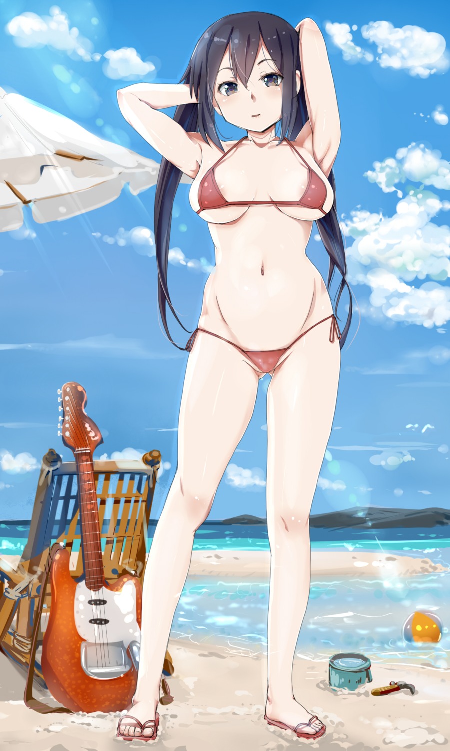 areola bikini guitar k-on! kntrs_(knyrs) nakano_azusa swimsuits