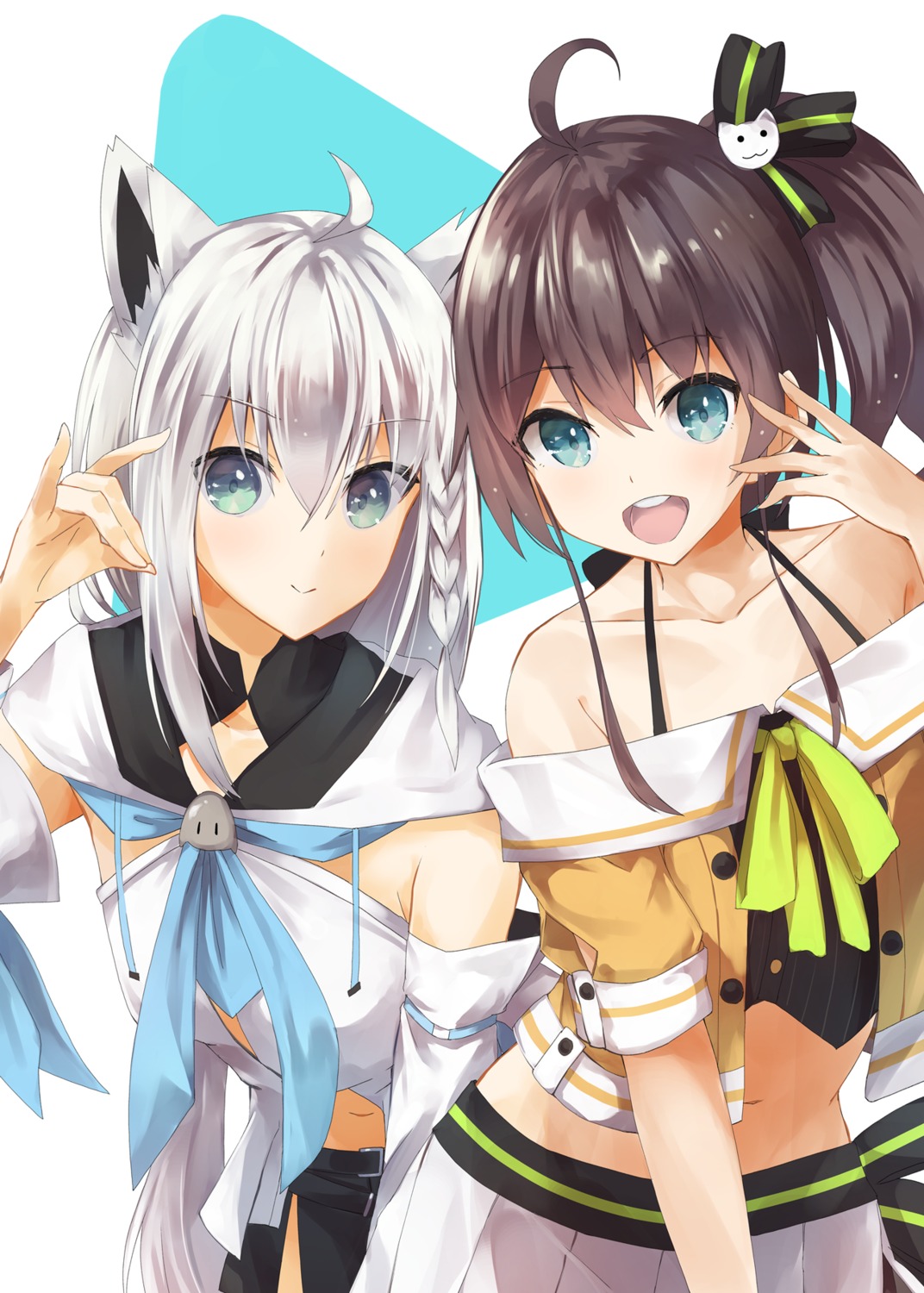 animal_ears hololive hololive_gamers kitsune konkito natsuiro_matsuri shirakami_fubuki