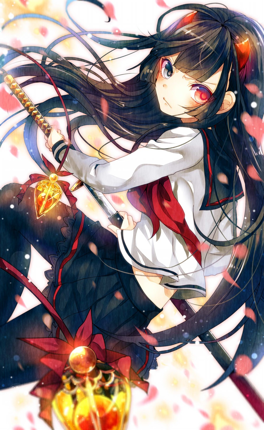 heterochromia pantyhose sazanami_shione seifuku sword