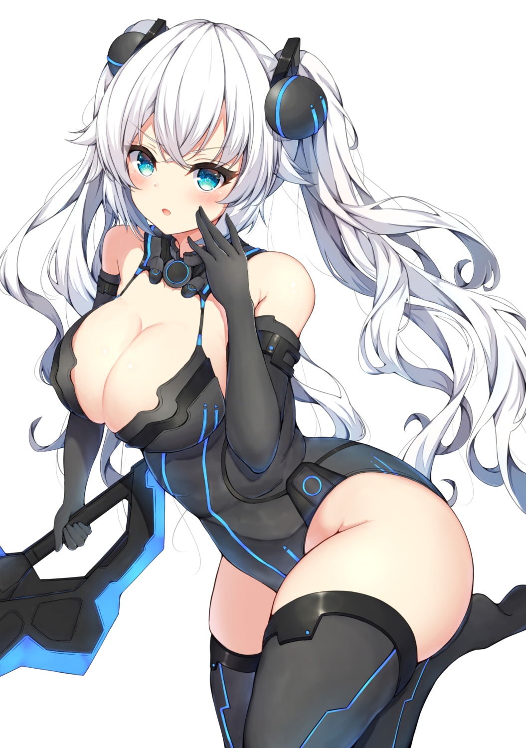 black_heart bodysuit choujigen_game_neptune cleavage ryakusun sword thighhighs