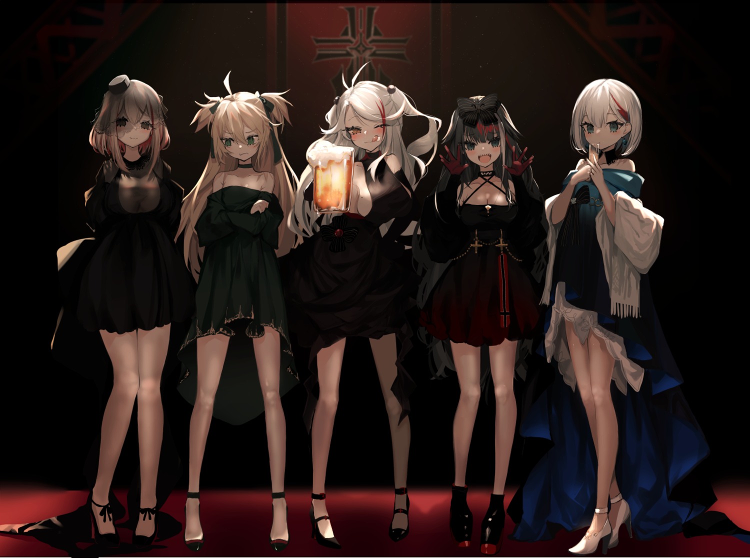 admiral_graf_spee_(azur_lane) admiral_hipper_(azur_lane) azur_lane breast_hold cleavage cream deutschland_(azur_lane) dress heels naruwe prinz_eugen_(azur_lane) roon_(azur_lane) see_through