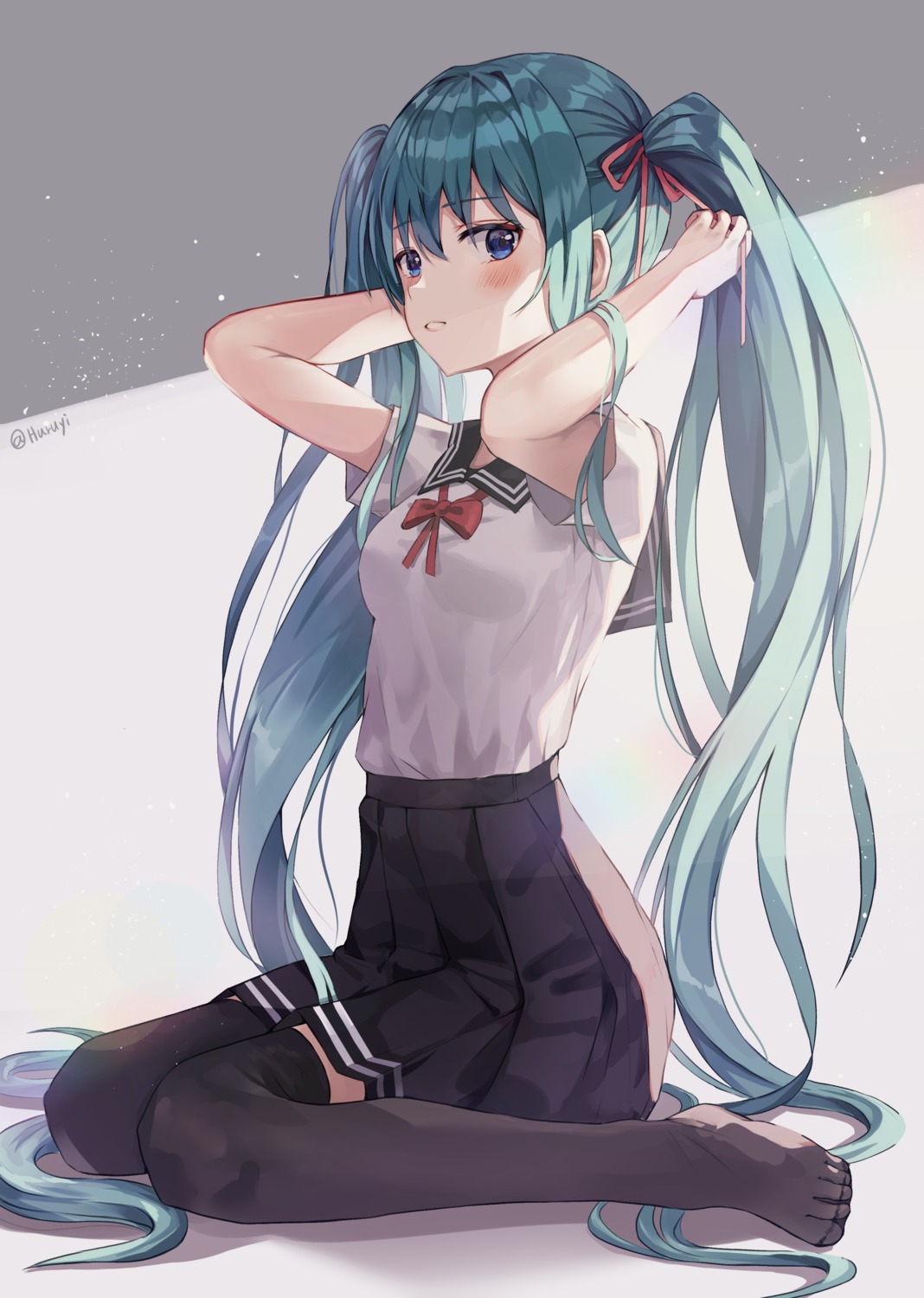 harui_(huruyi_817) hatsune_miku seifuku thighhighs vocaloid