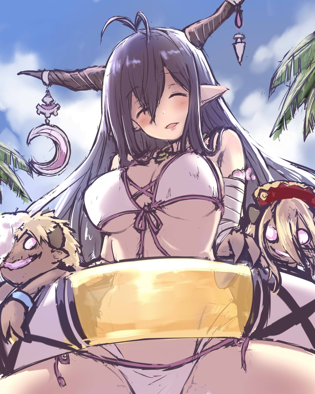 bandages bikini cleavage danua granblue_fantasy horns oukawa_yuu pointy_ears swimsuits underboob