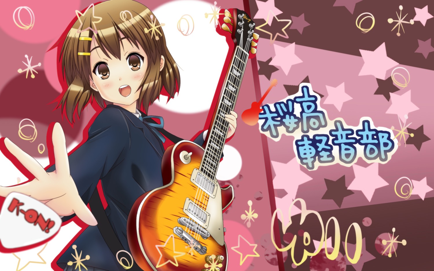 guitar hirasawa_yui k-on! seifuku wallpaper yuyui
