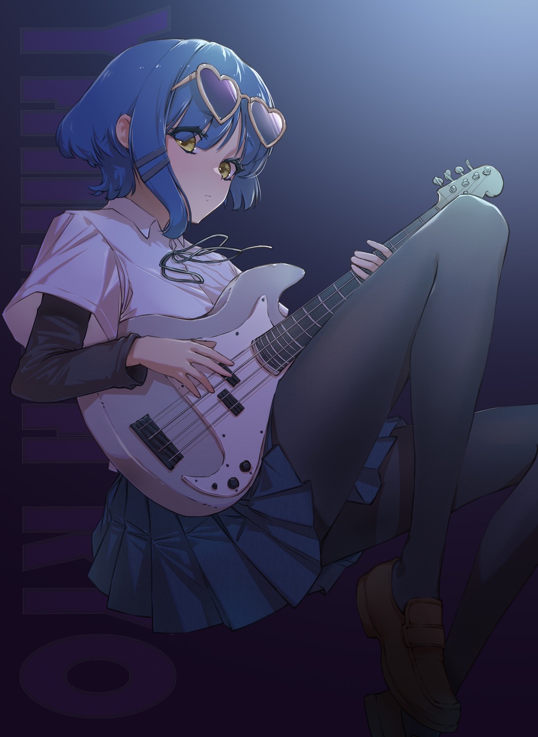 bocchi_the_rock! guitar megane pantyhose seifuku tagme yamada_ryou