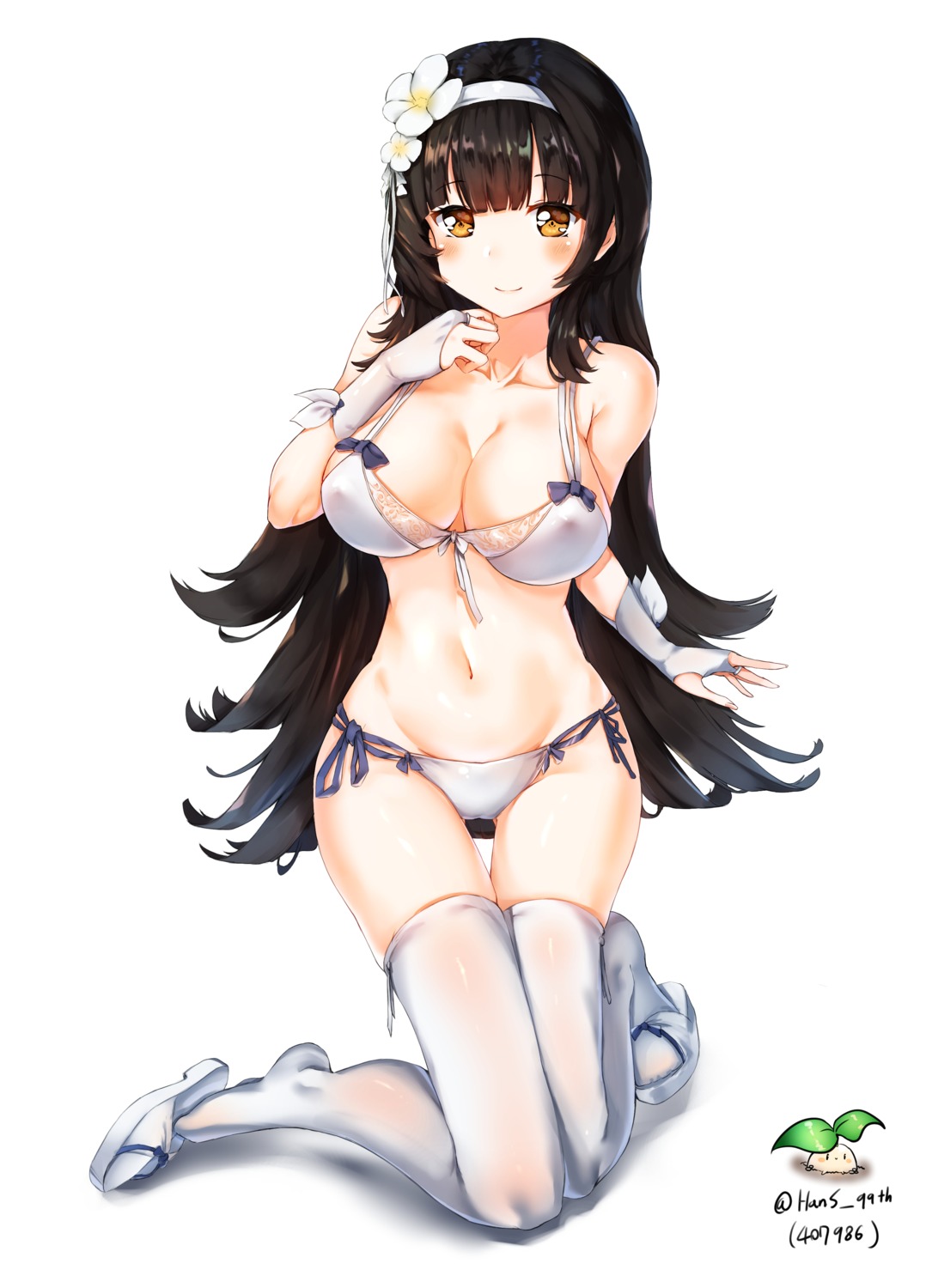 bra cleavage erect_nipples girls_frontline hansallin pantsu qbz-95_(girls_frontline) thighhighs