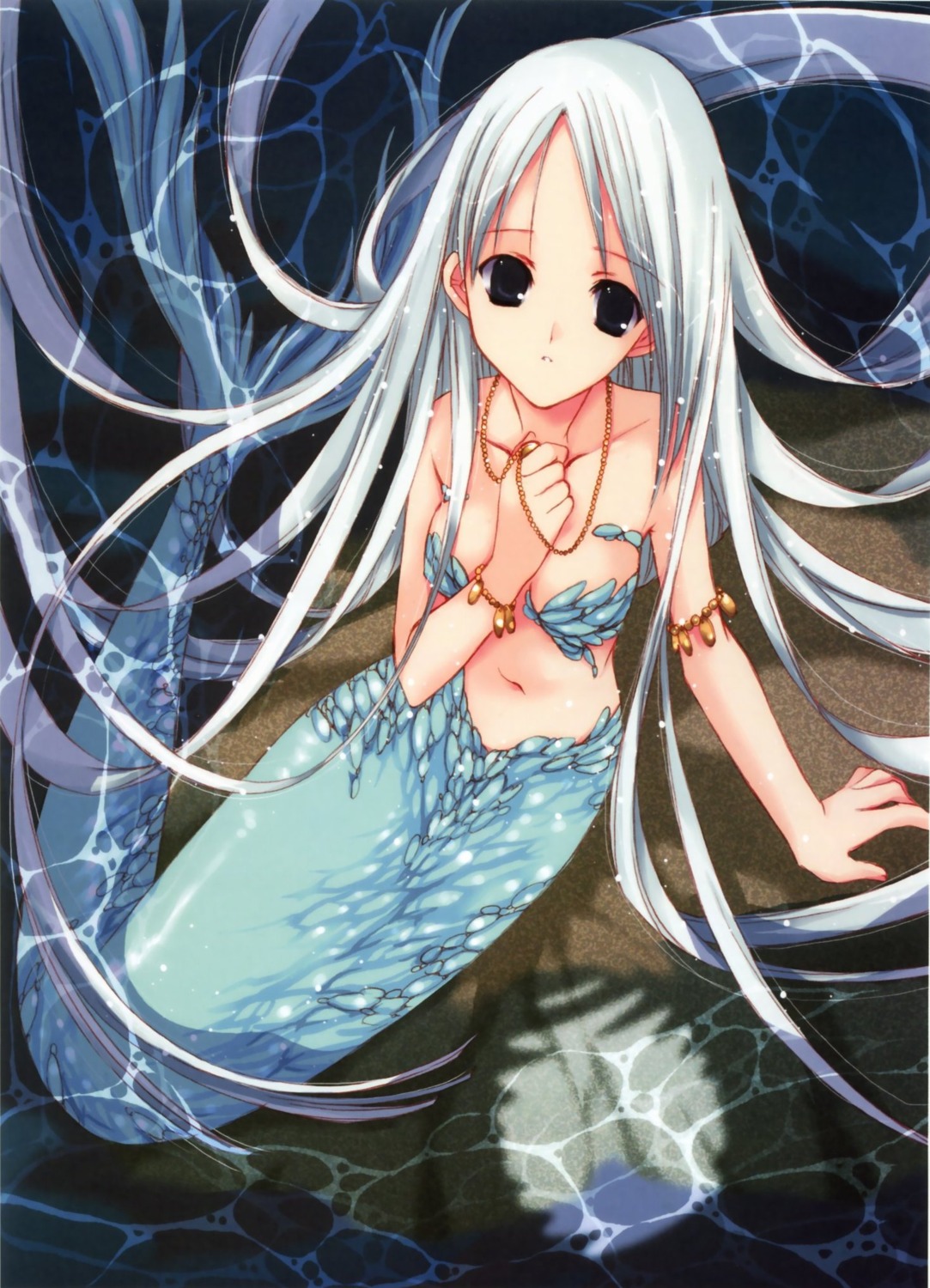 cleavage mermaid monster_girl nanase_aoi wet