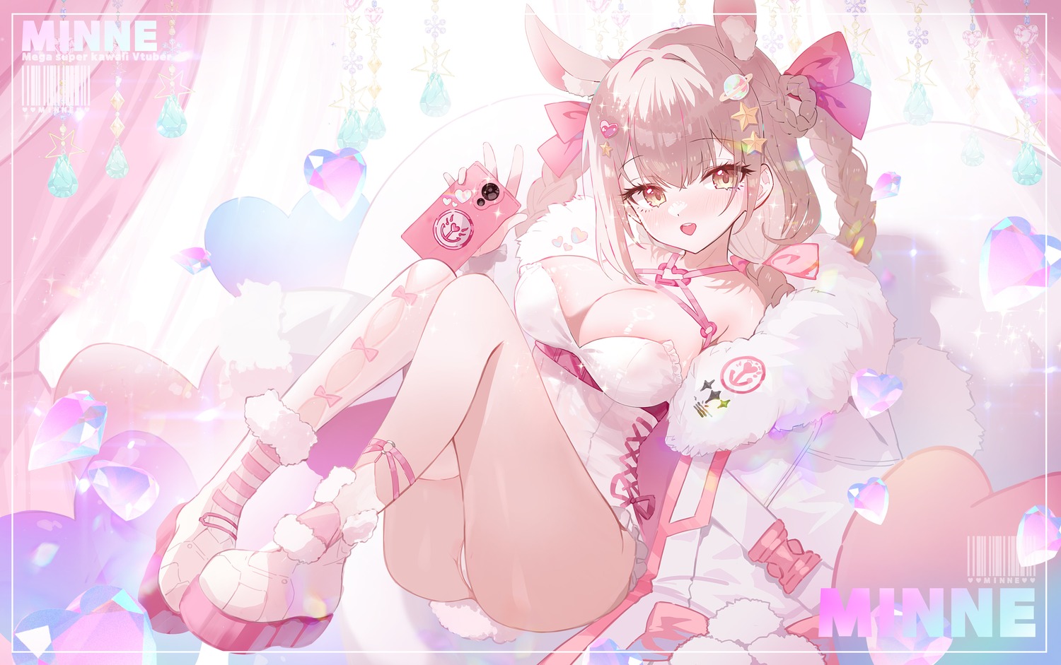 animal_ears apple_caramel bunny_ears bunny_girl no_bra thighhighs