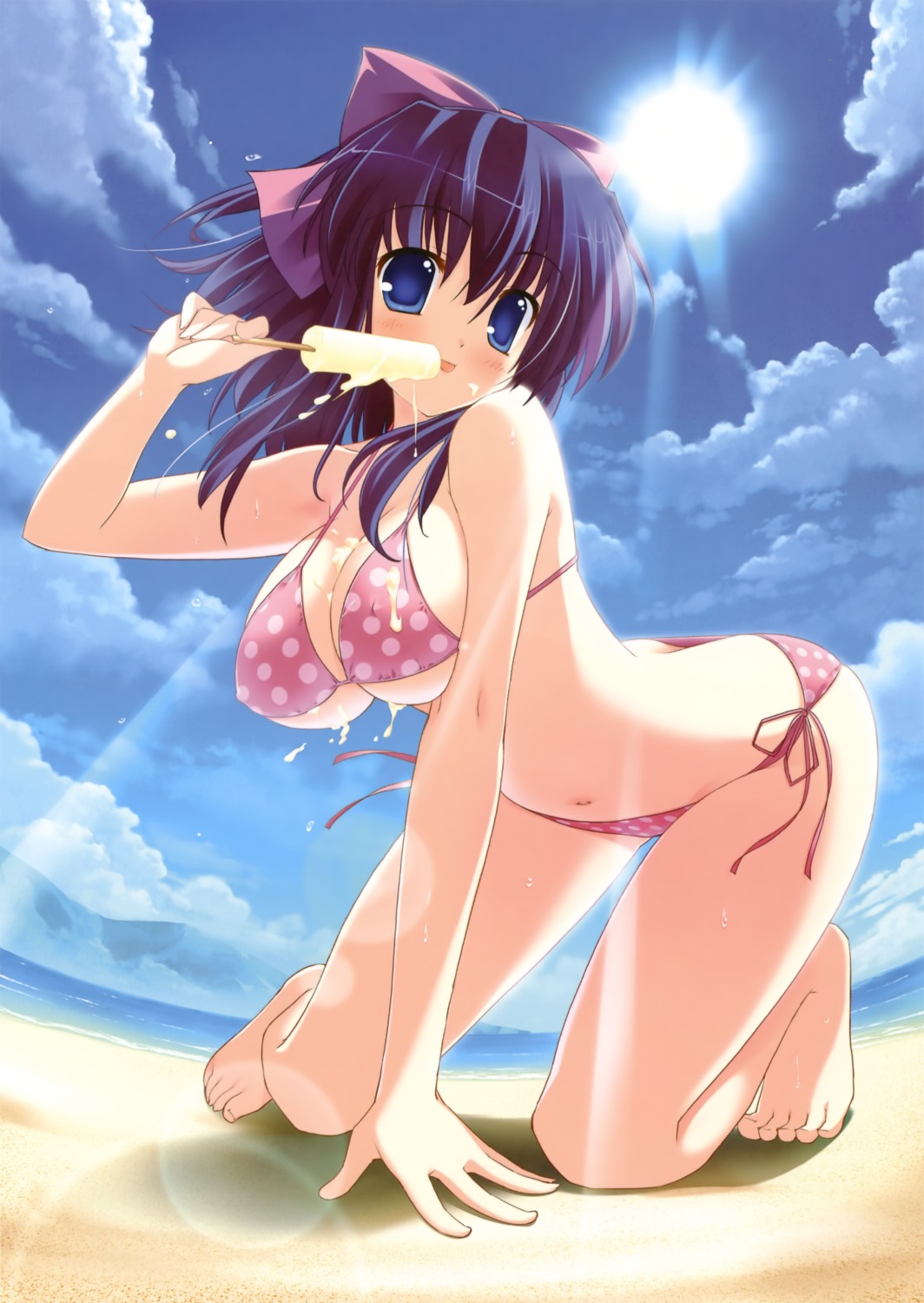 bikini cleavage cream erect_nipples itou_life marginal_skip moonstone sakyou_miyako swimsuits