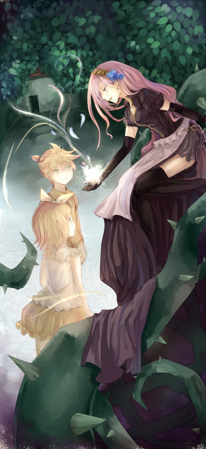 kagamin kagamine_len kagamine_rin megurine_luka rifsom thighhighs vocaloid