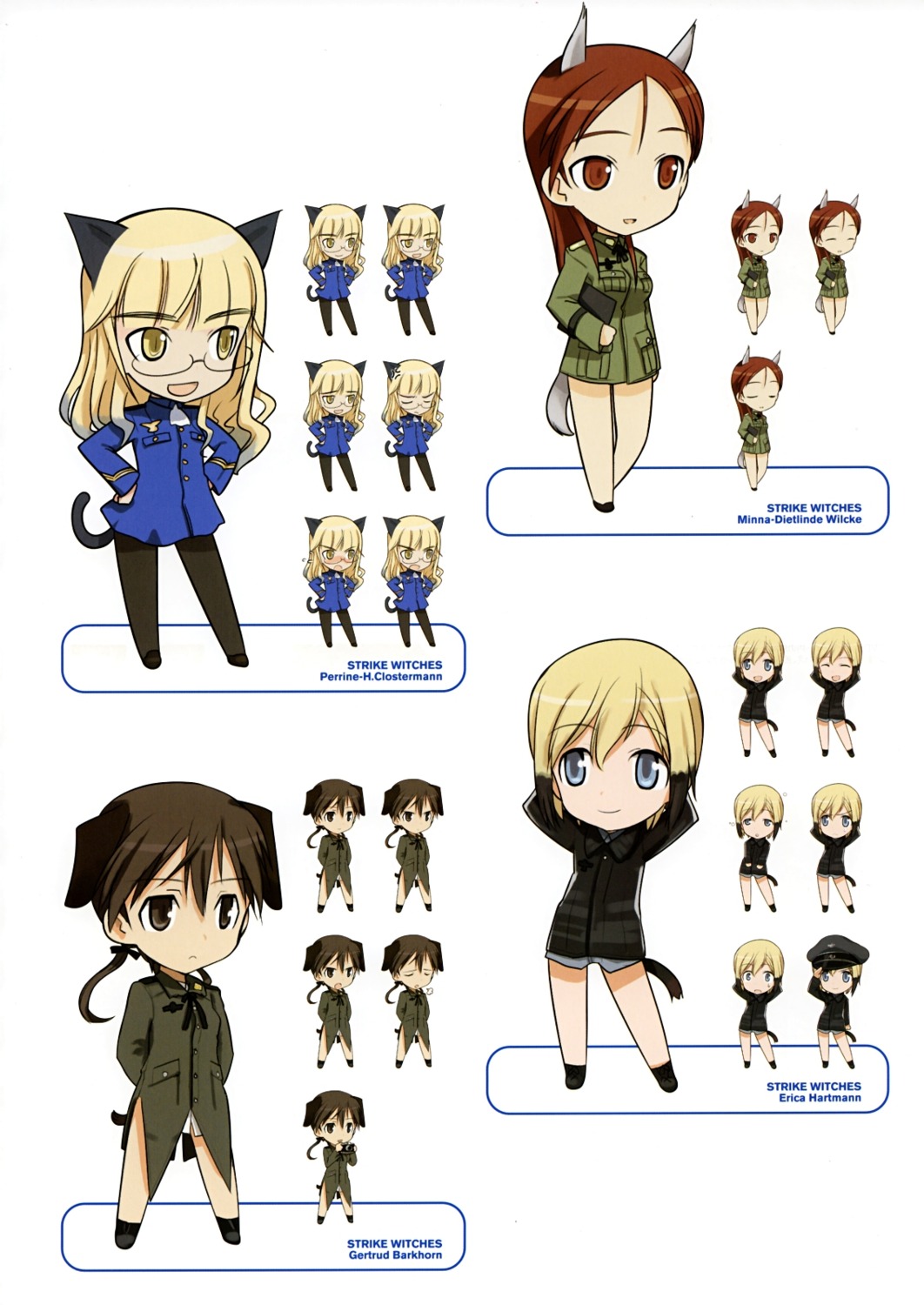 chibi erica_hartmann gertrud_barkhorn minna_dietlinde_wilcke pantyhose perrine-h_clostermann shimada_humikane strike_witches