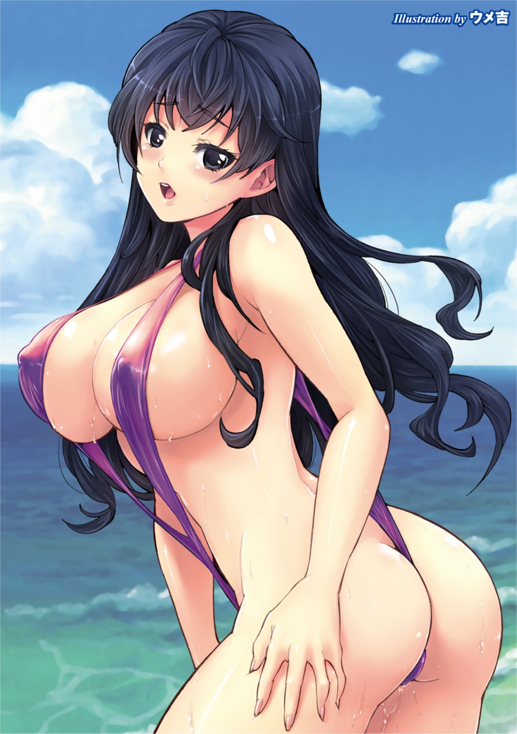 ass erect_nipples sling_bikini swimsuits umekichi wet