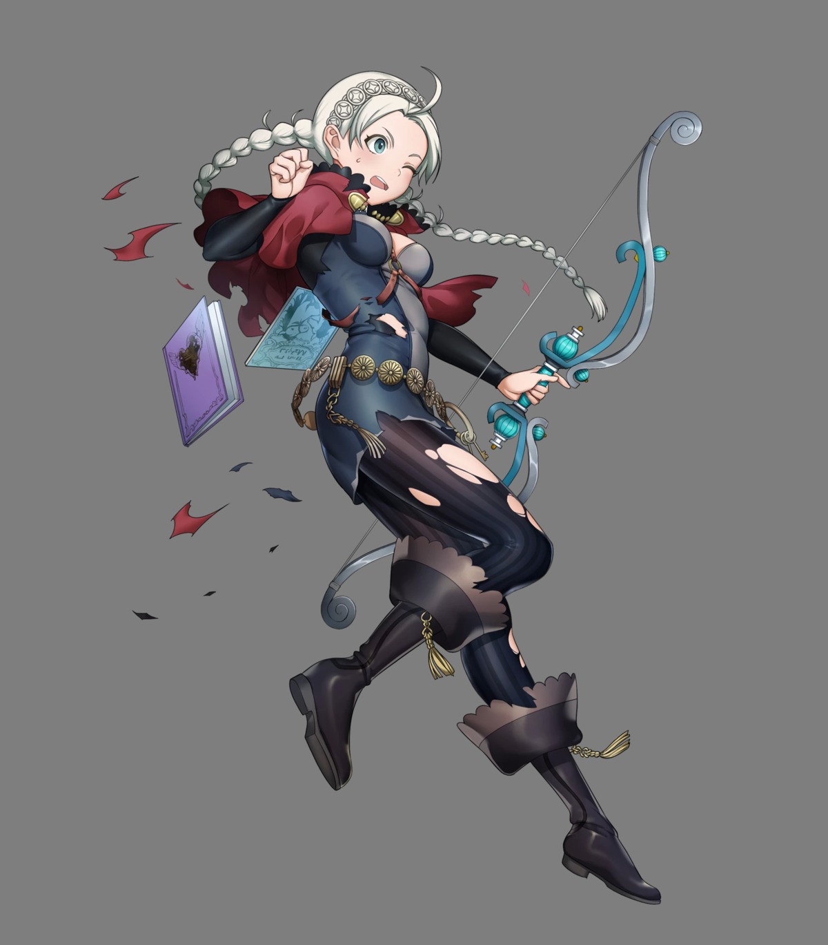 cleavage dress fire_emblem fire_emblem_heroes fire_emblem_if mikurou nina_(fire_emblem) nintendo pantyhose torn_clothes transparent_png