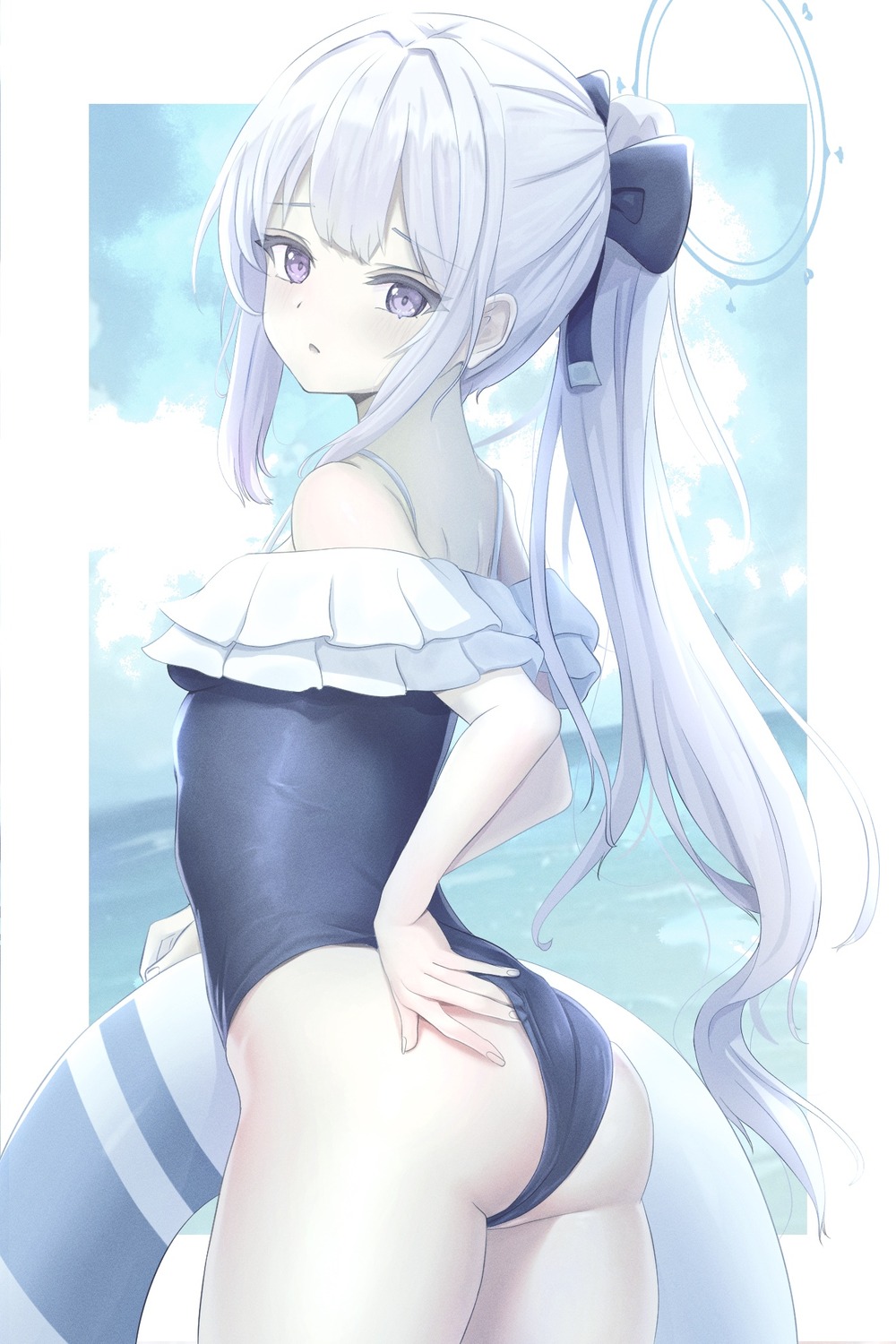 ass blue_archive halo nekonosuke swimsuits tsukiyuki_miyako