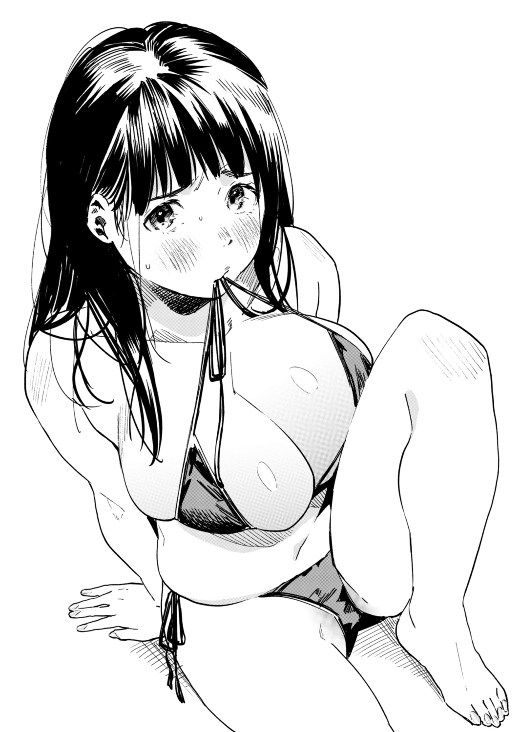 bikini kamiyama_aya monochrome swimsuits undressing