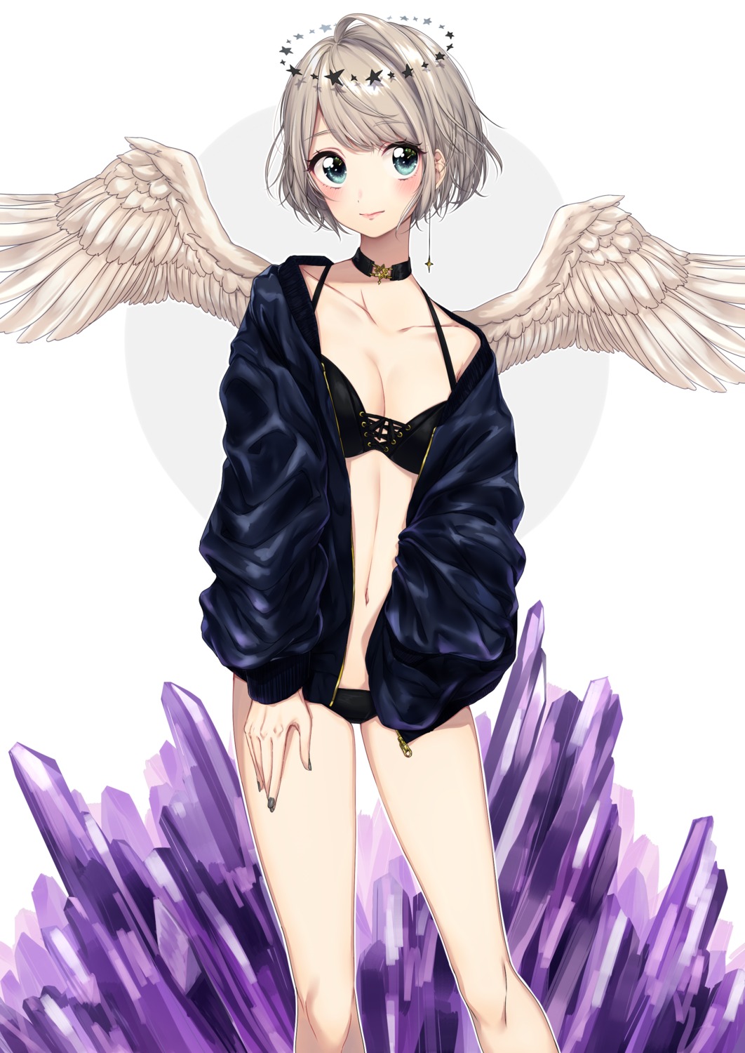 bikini cleavage open_shirt swimsuits umeno_(shio1205) wings