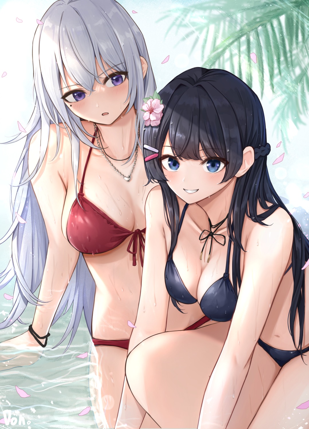 bikini dodon_gadon higuchi_kaede nijisanji swimsuits tsukino_mito wet