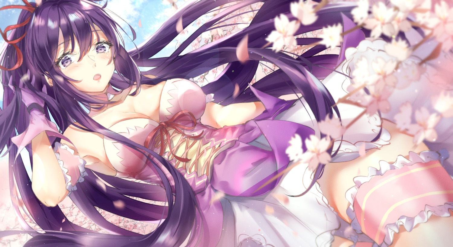 cleavage date_a_live garter hanane_cain pantsu wallpaper yatogami_tooka