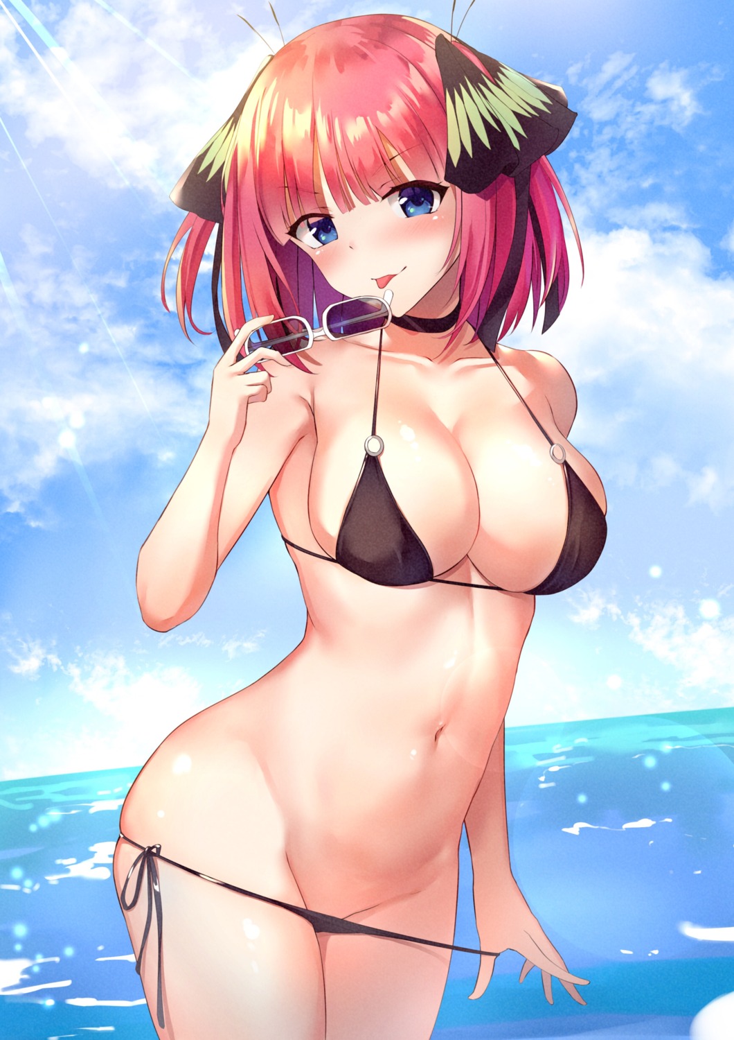 5-toubun_no_hanayome bikini megane nakano_nino panty_pull swimsuits undressing vira_(viral1112)