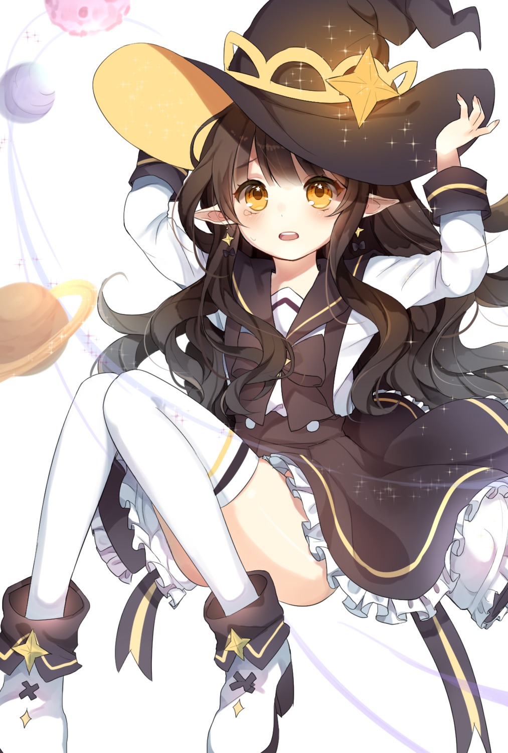 heels herb_(artist) pointy_ears seifuku thighhighs witch