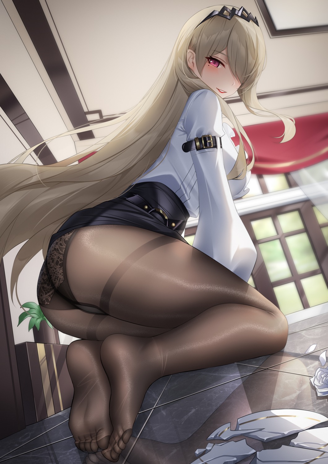 ass benghuai_xueyuan feet honkai_impact pantsu pantyhose rita_rossweisse skirt_lift thong wu_ganlan_cai