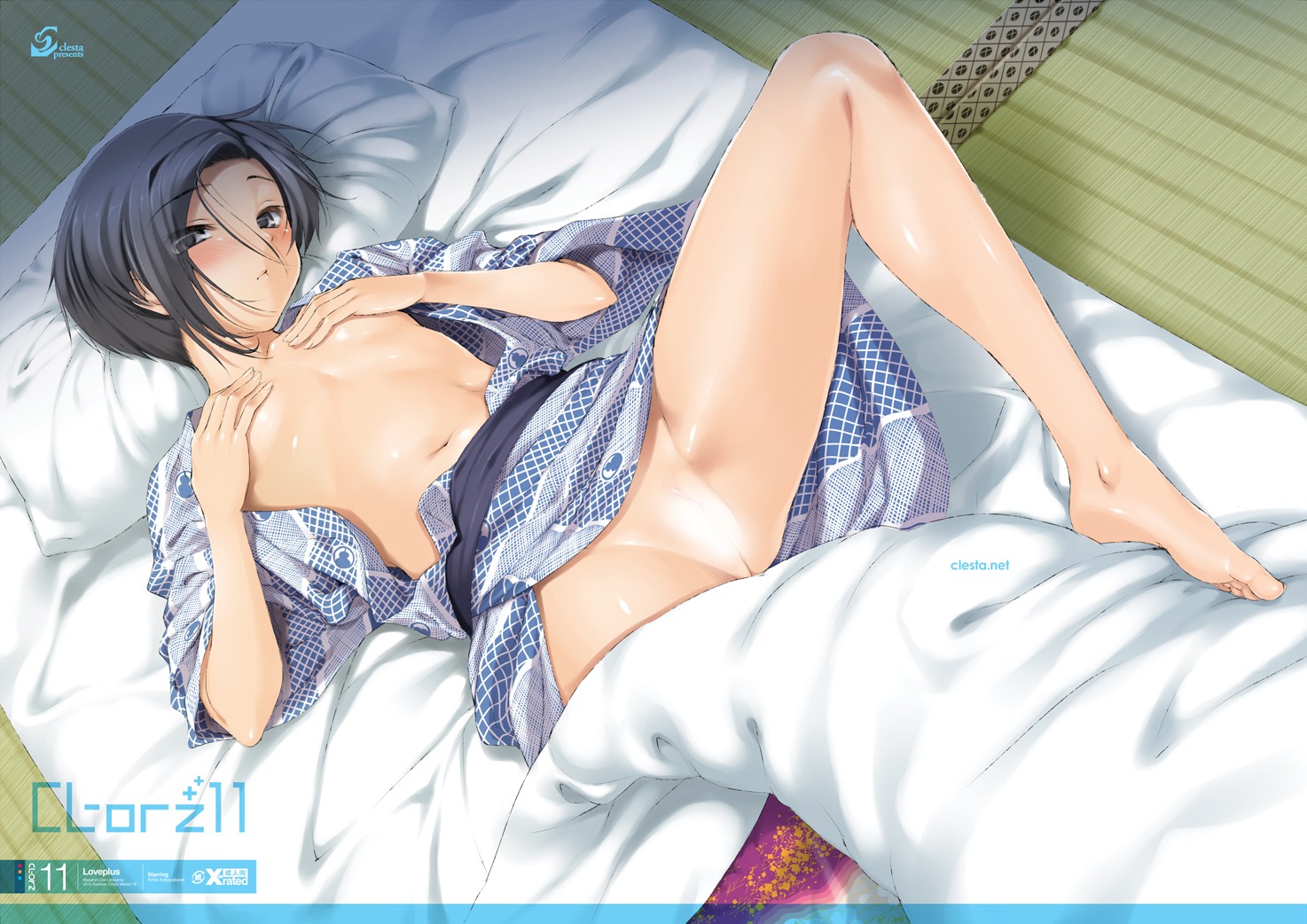 bottomless breast_hold censored cle_masahiro clesta kobayakawa_rinko love_plus open_shirt tan_lines