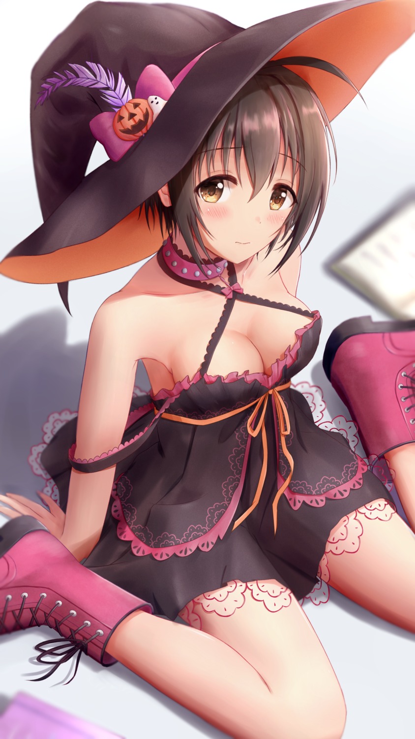 cleavage halloween kohinata_miho lingerie masuku_(saint_mask) no_bra the_idolm@ster the_idolm@ster_cinderella_girls witch