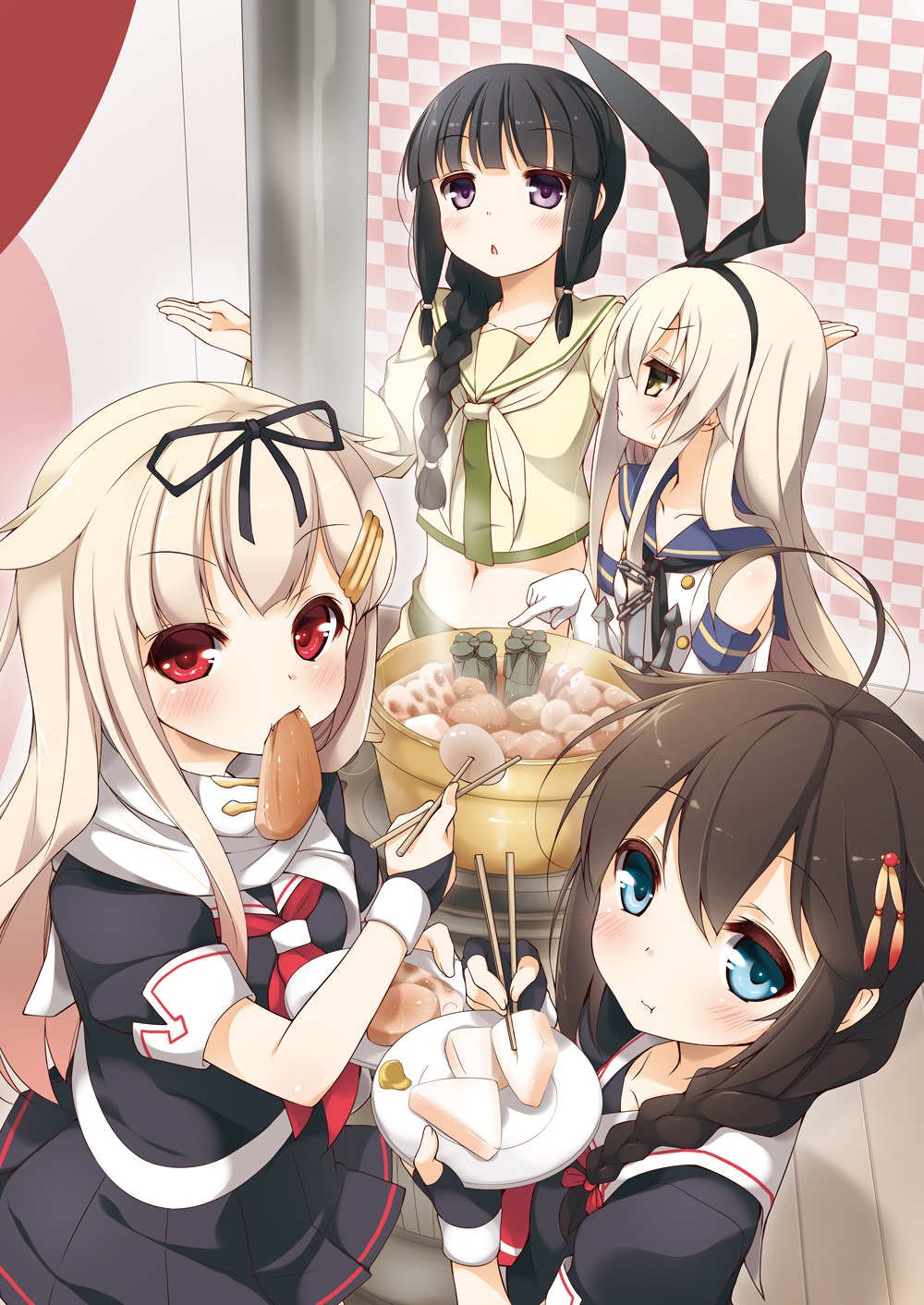 kantai_collection kitakami_(kancolle) shigure_(kancolle) shimakaze_(kancolle) yume_no_owari yuudachi_(kancolle)