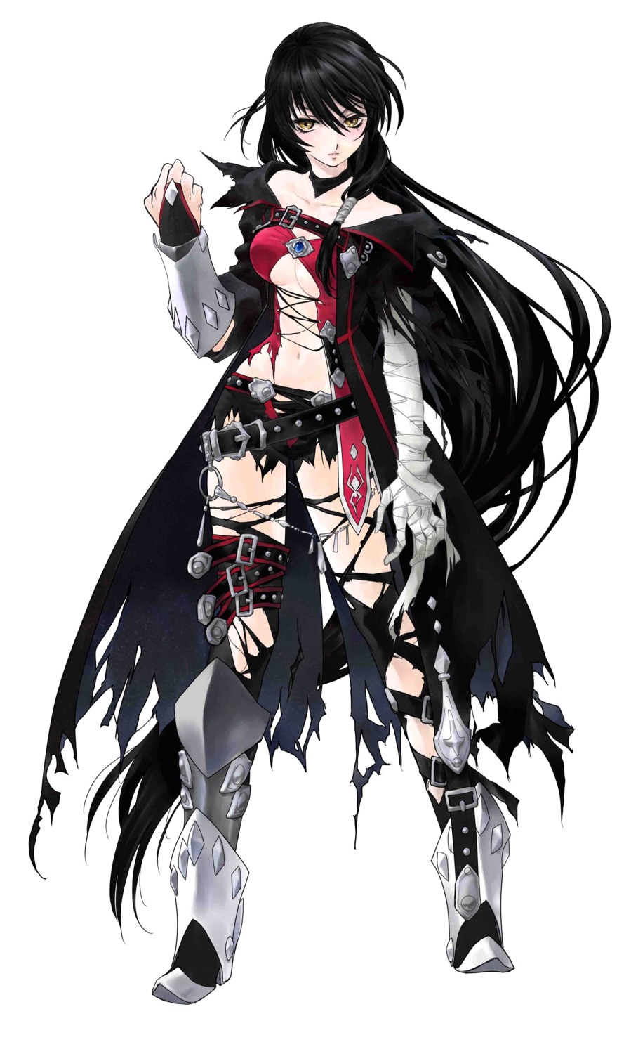 armor bandages heels inomata_mutsumi jpeg_artifacts tales_of tales_of_berseria thighhighs torn_clothes velvet_crowe