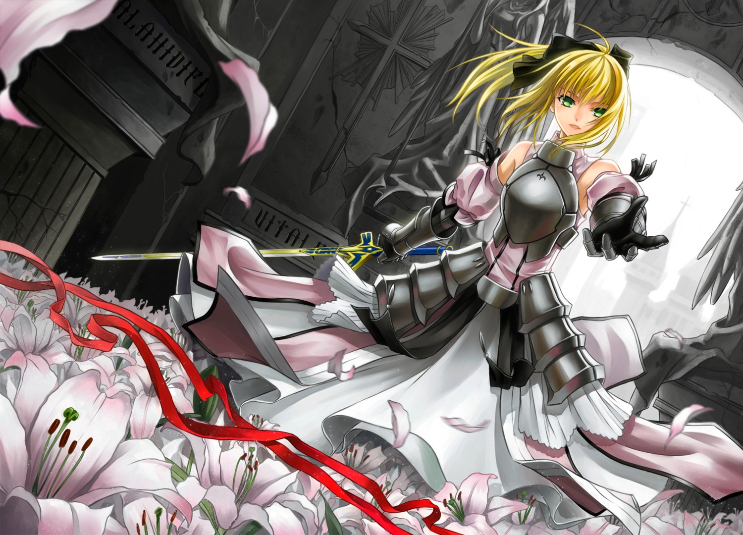 armor cross_akiha fate/stay_night fate/unlimited_codes saber saber_lily sword
