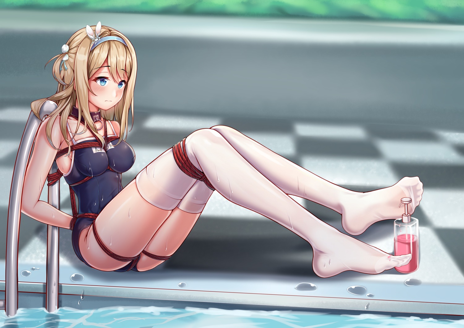 bondage feet school_swimsuit swimsuits thighhighs yiduan_zhu