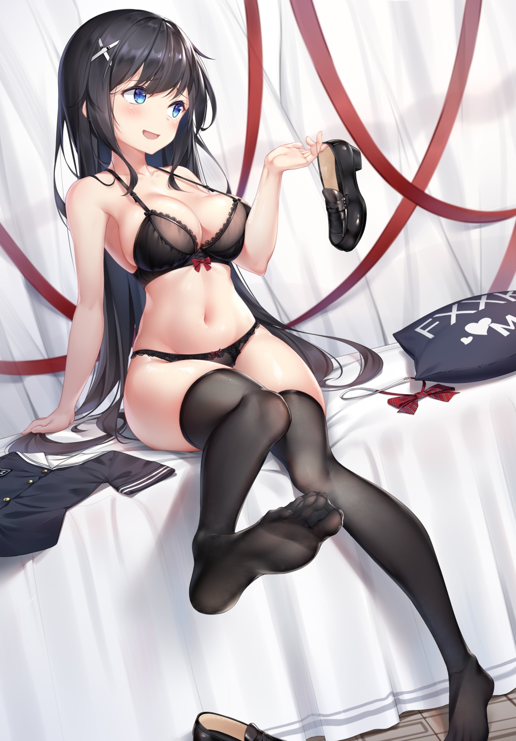 bra breast_hold cleavage feet k.t.cube pantsu thighhighs