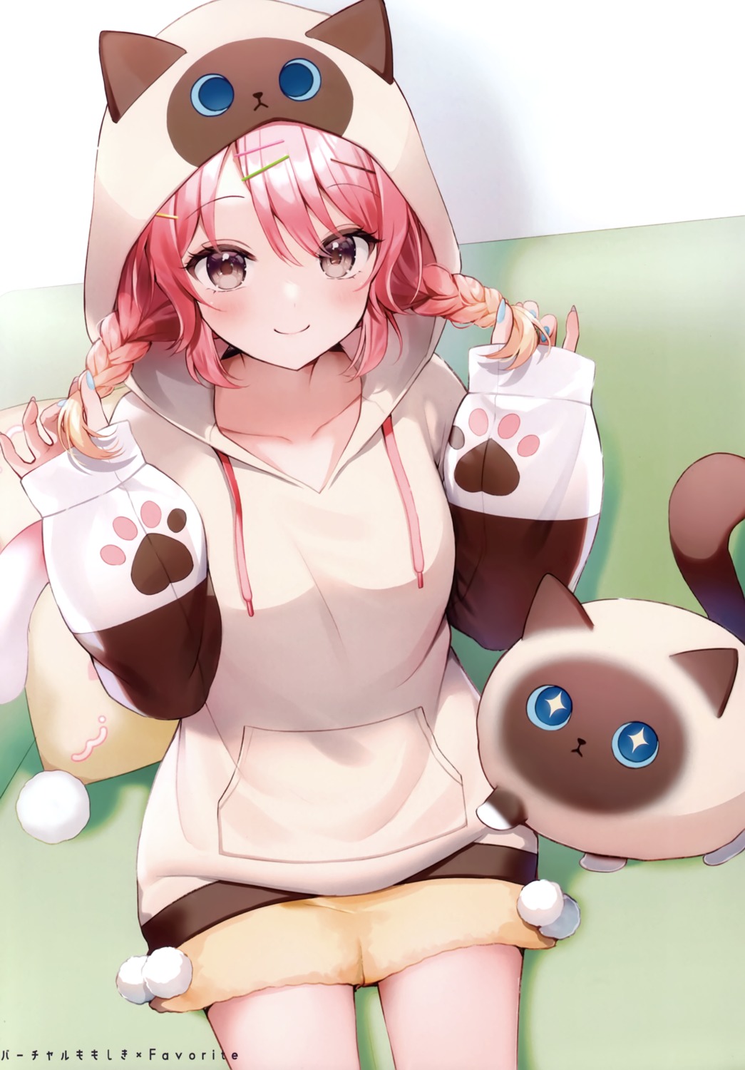 animal_ears indie_virtual_youtuber momoshiki_(vtuber) momoshiki_tsubaki nekomimi pajama pitsche tail