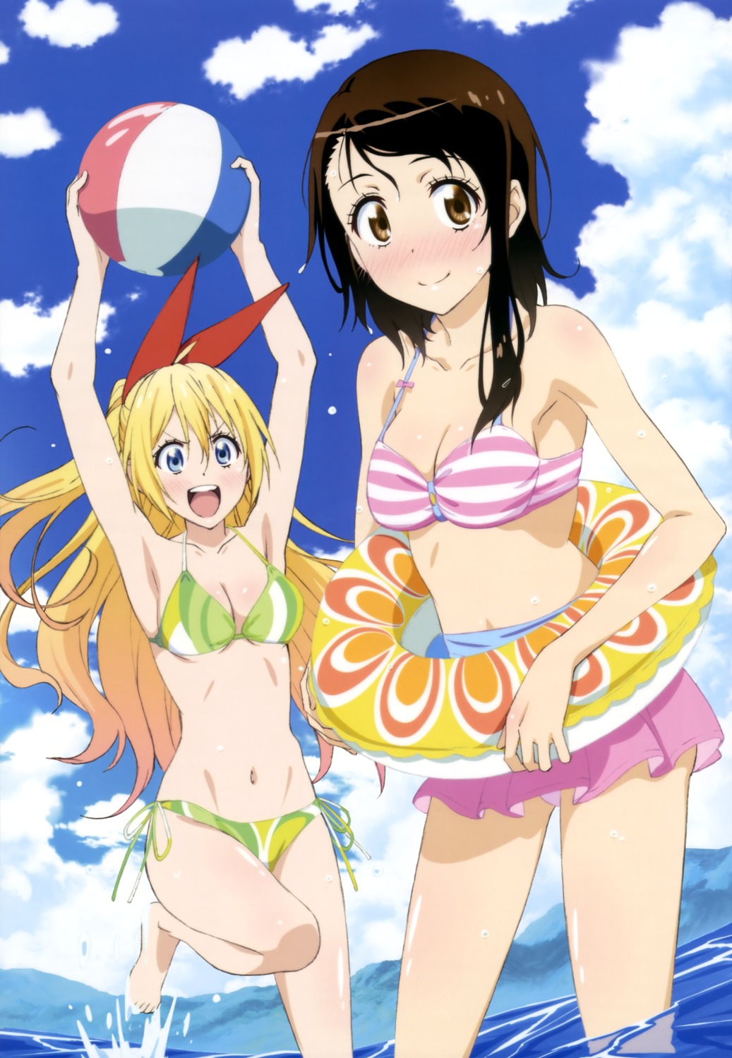 bikini cleavage kirisaki_chitoge nisekoi onodera_kosaki shiotsuki_kazuya swimsuits