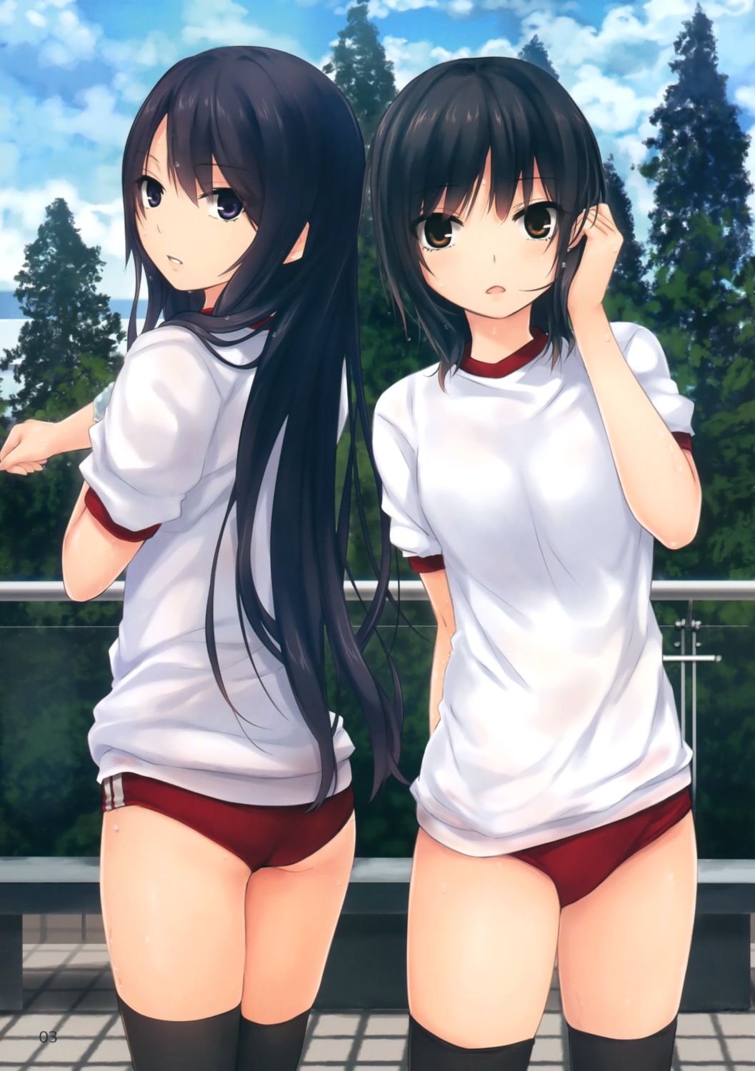 aoyama_sumika ass buruma coffee-kizoku gym_uniform royal_mountain shiramine_rika thighhighs