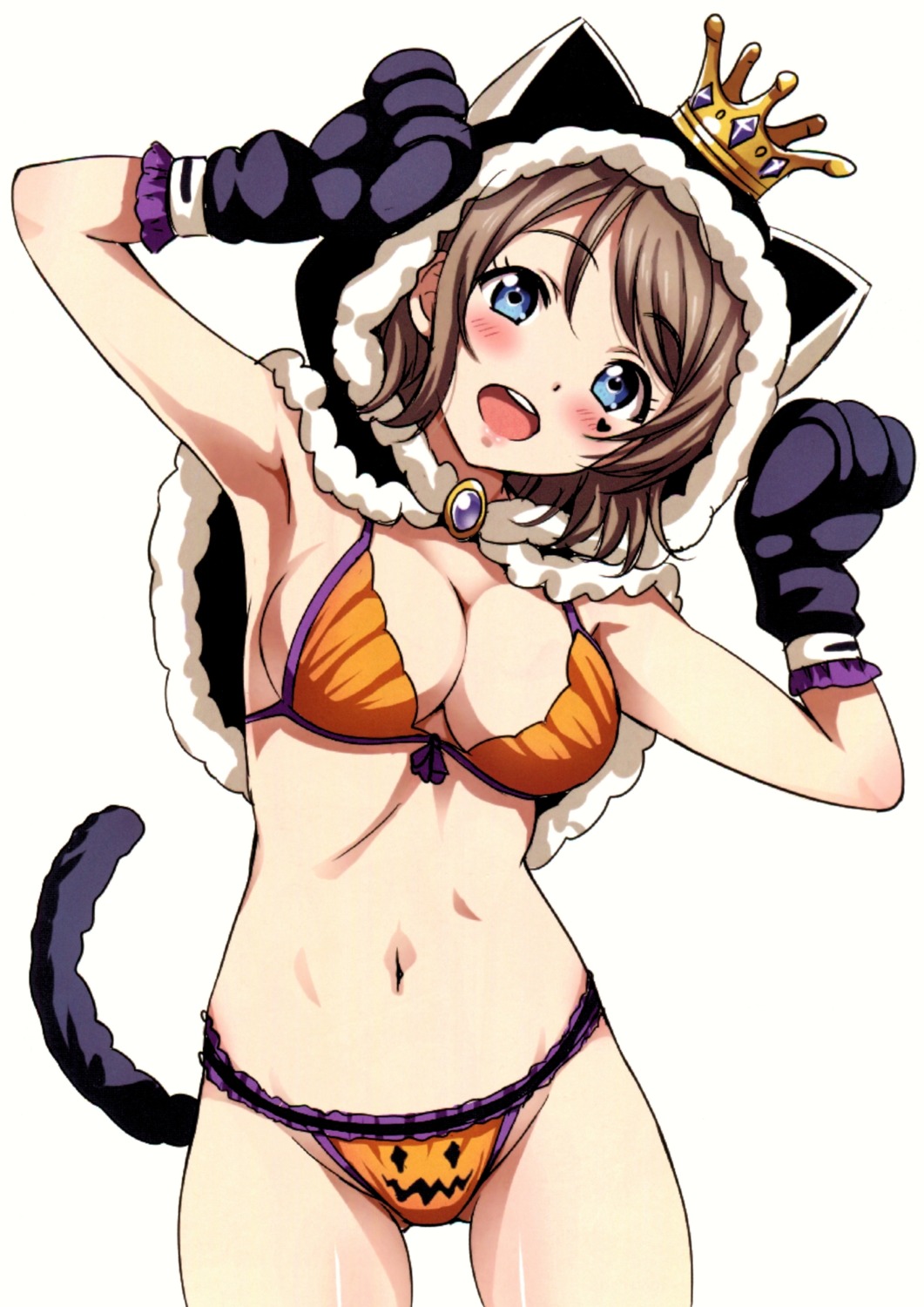 animal_ears bikini halloween love_live!_sunshine!! nekomimi sankuro swimsuits tail watanabe_you