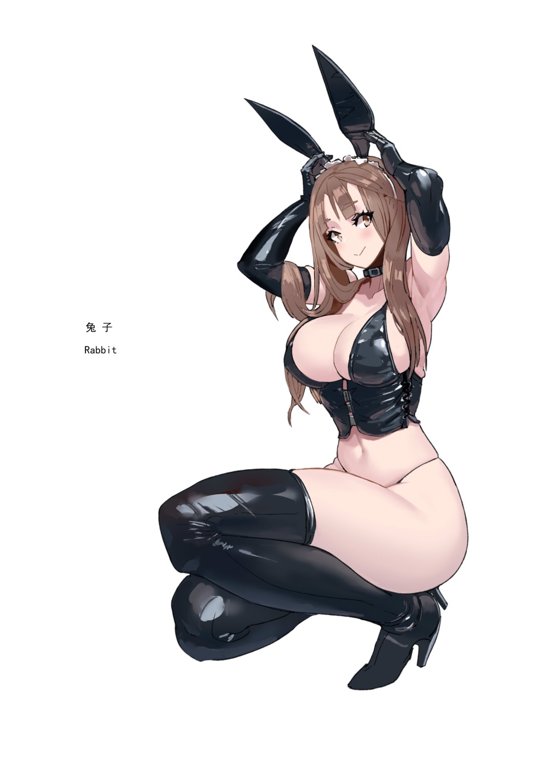 animal_ears bunny_ears heels no_bra pantsu shizuoxing_kof thighhighs