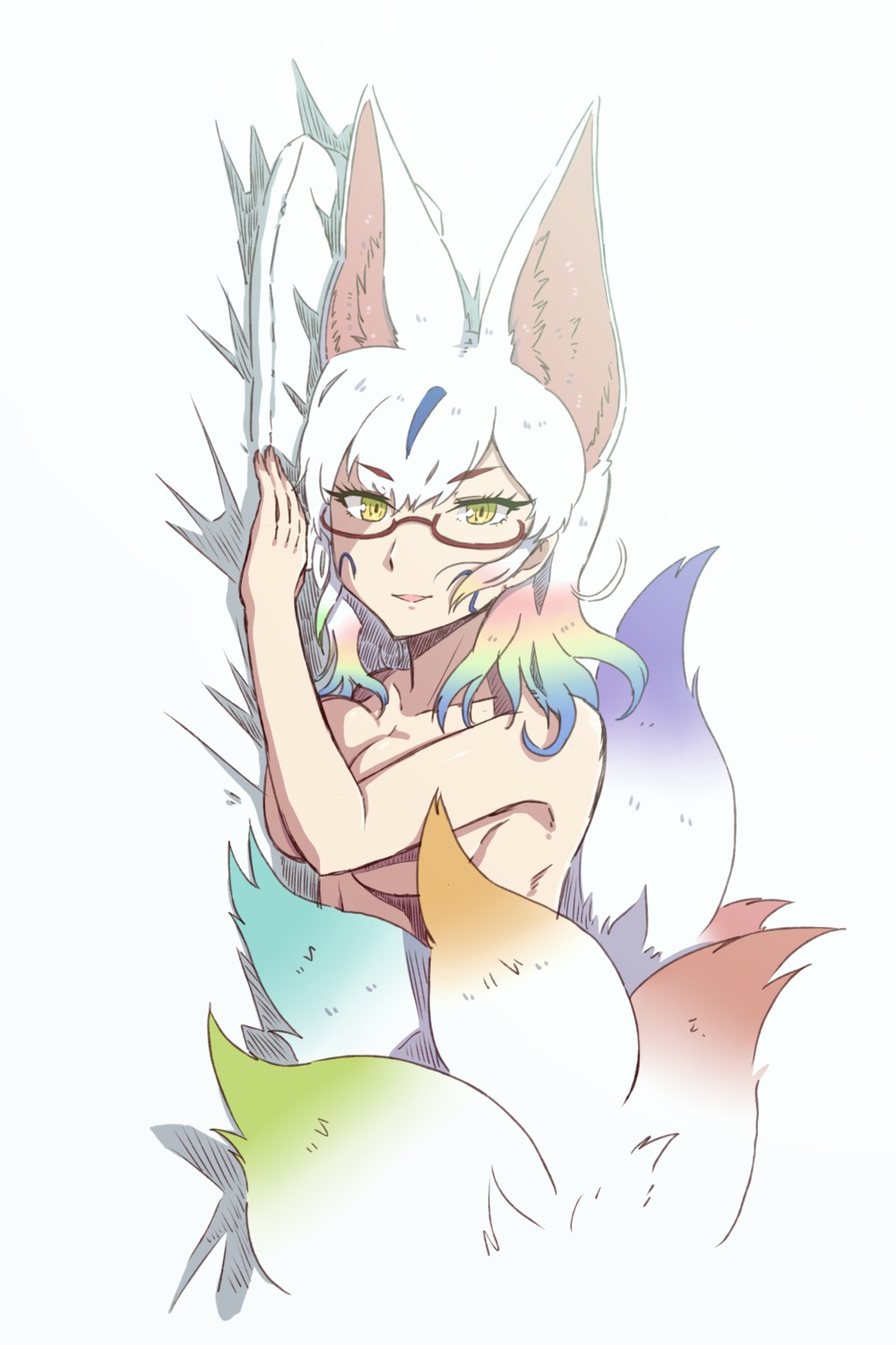 animal_ears kemono_friends kitsune megane naked tail