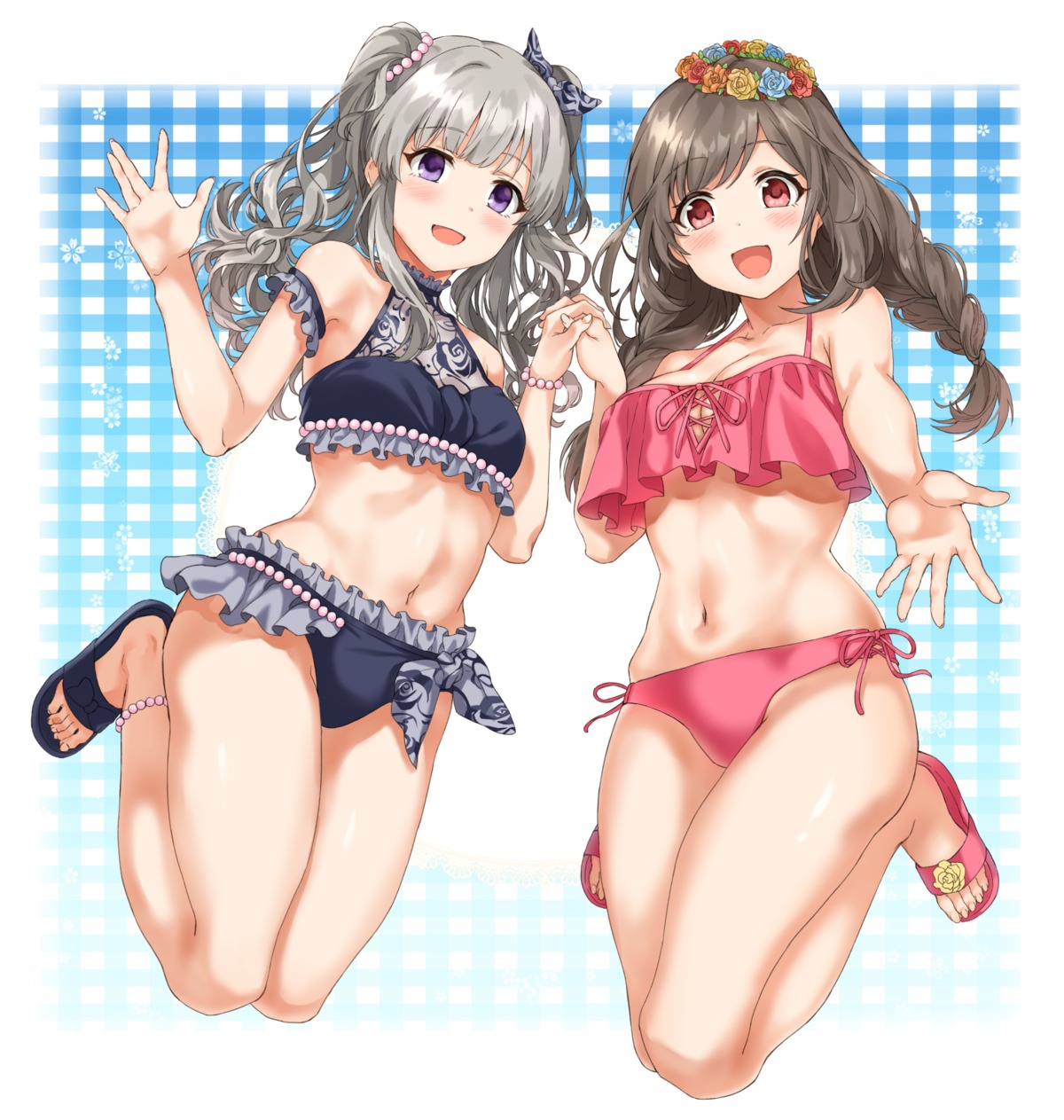 bikini cleavage sirurabbit swimsuits the_idolm@ster the_idolm@ster_shiny_colors tsukioka_kogane yuukoku_kiriko