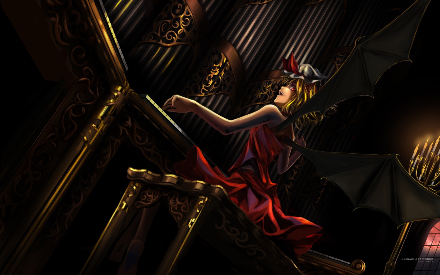 dress flandre_scarlet maisaki touhou wallpaper wings