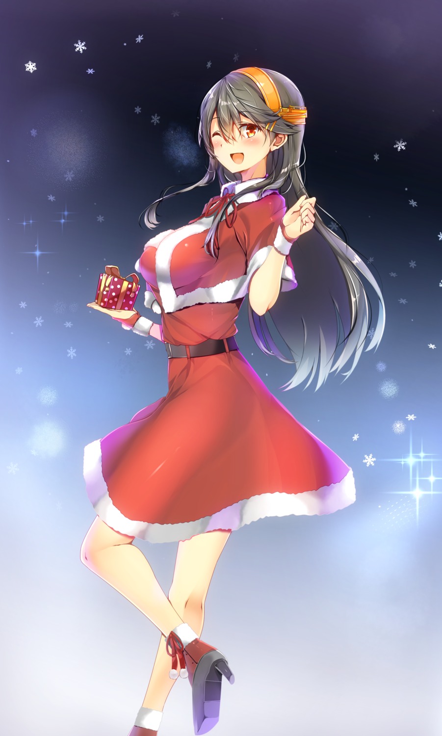 christmas dress haruna_(kancolle) heels kantai_collection tsukui_kachou