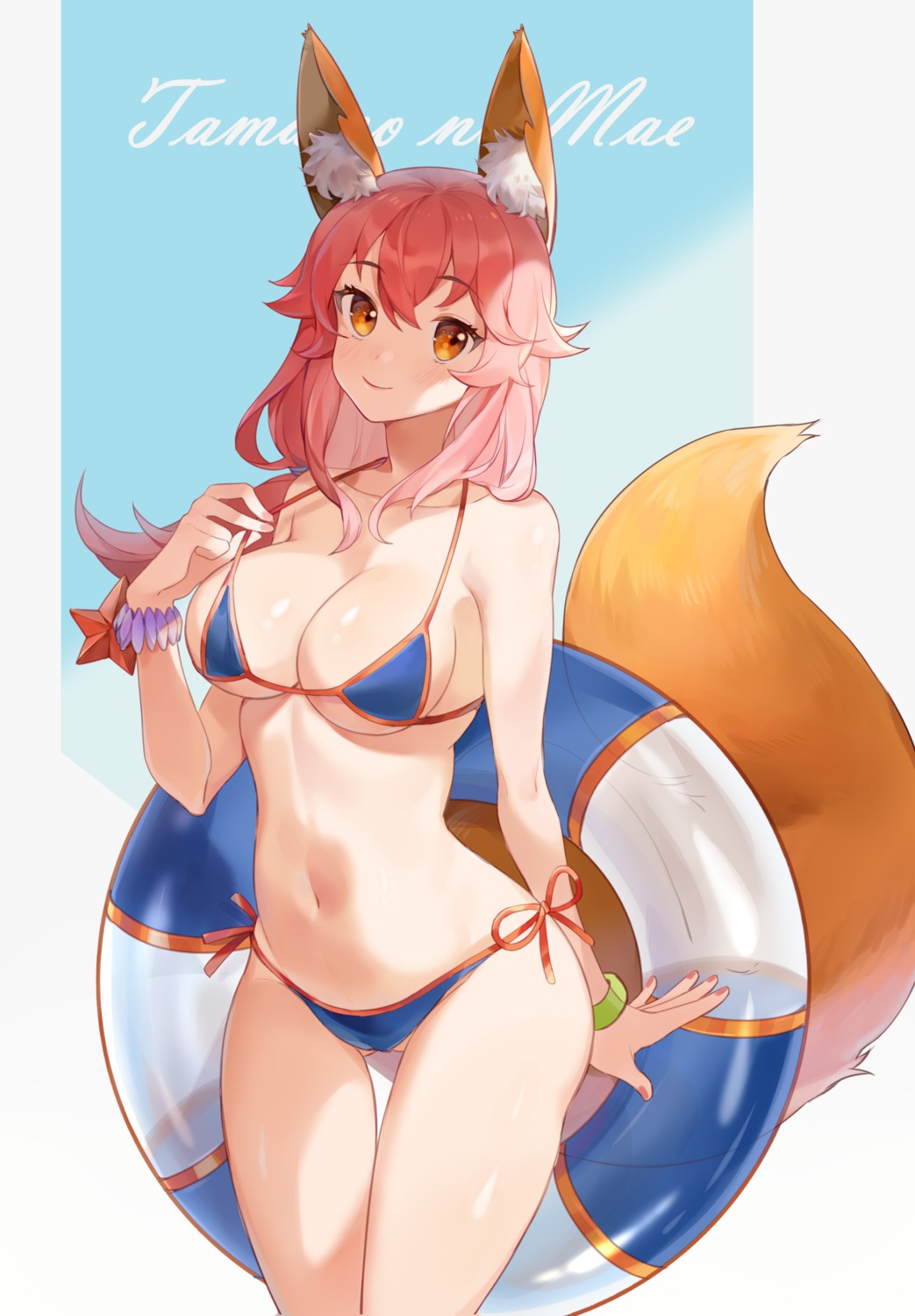 animal_ears bikini fate/grand_order kitsune swimsuits tail tamamo_no_mae yayako_(804907150)